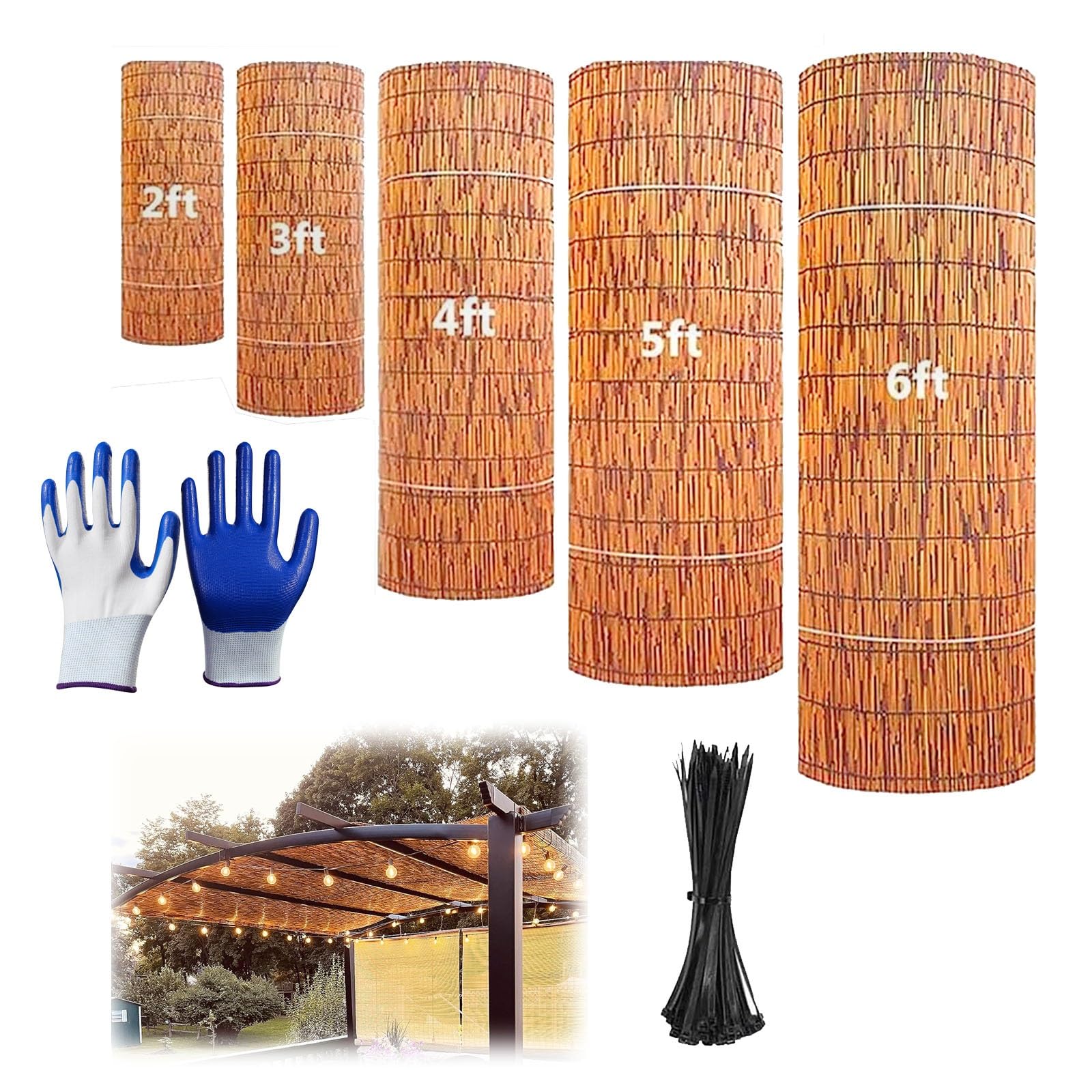 Rolka ogrodzeniowa z naturalnego bambusa, dekoracyjny panel ekranowy na balkon, patio i podwórko, dostępna w rozmiarach od 6 m do 1,8 m (wys. 2 x dł. 50 cm)