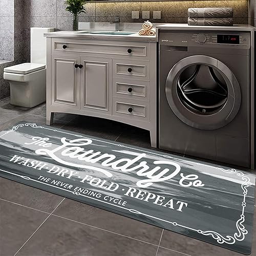 Vista 20 de Pauwer Alfombra Pasillo para Cuarto de Lavandería 20"x60" Tapete de Lavandería de Goma Impermeable Antideslizante Tapetes de Cocina para Piso