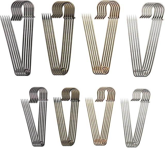 40 Pcs Safety Pins Set Silver Bronze Golden Black 4 Color Large Strong Metal Safety Pins Kit 2 Inch & 3 Inch For Blankets Skirts Kilts Crafts