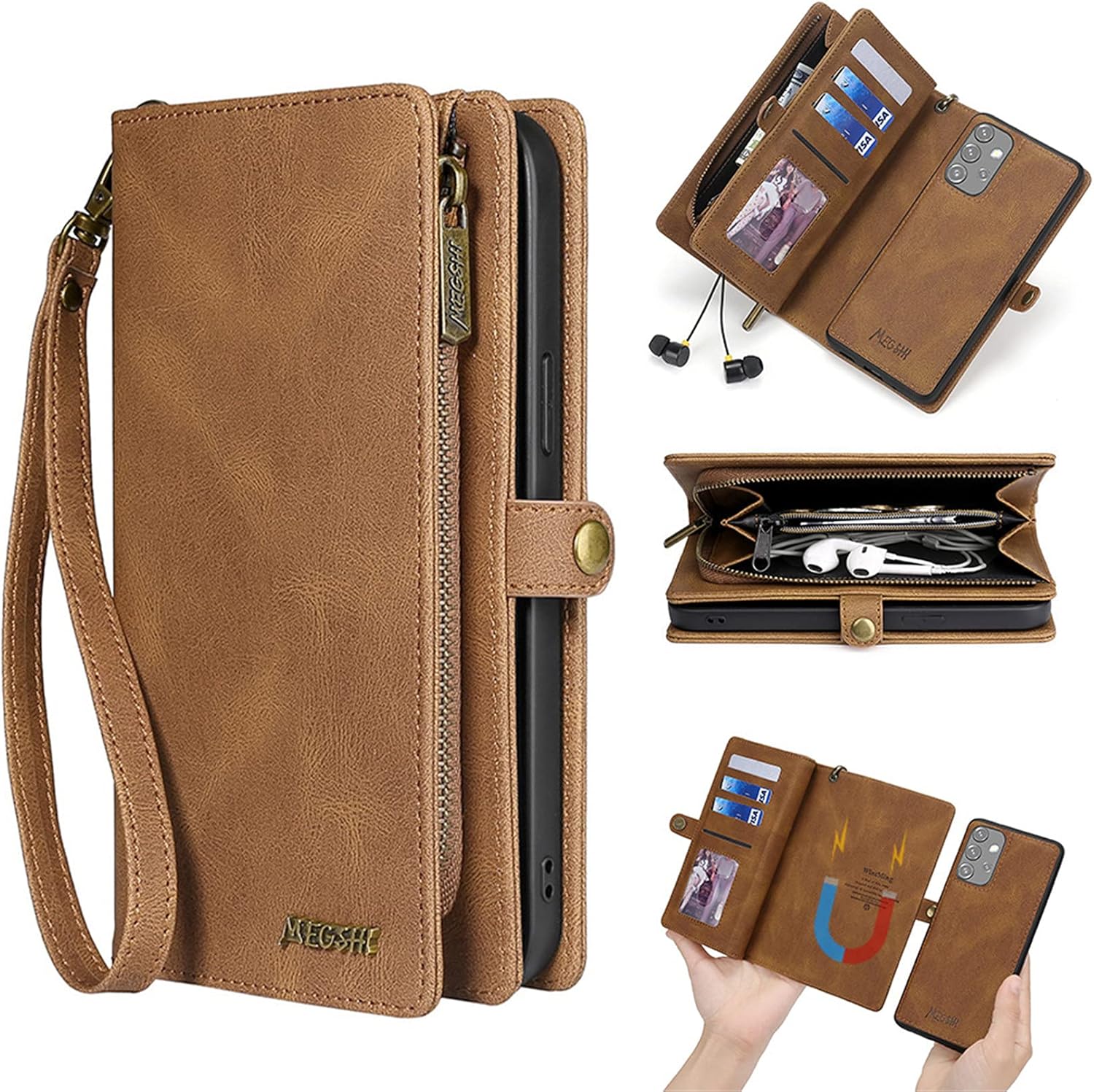 YidaiSilu iPhone Xs Max Flip Wallet Case 【2 in 1 Purse, Detachable