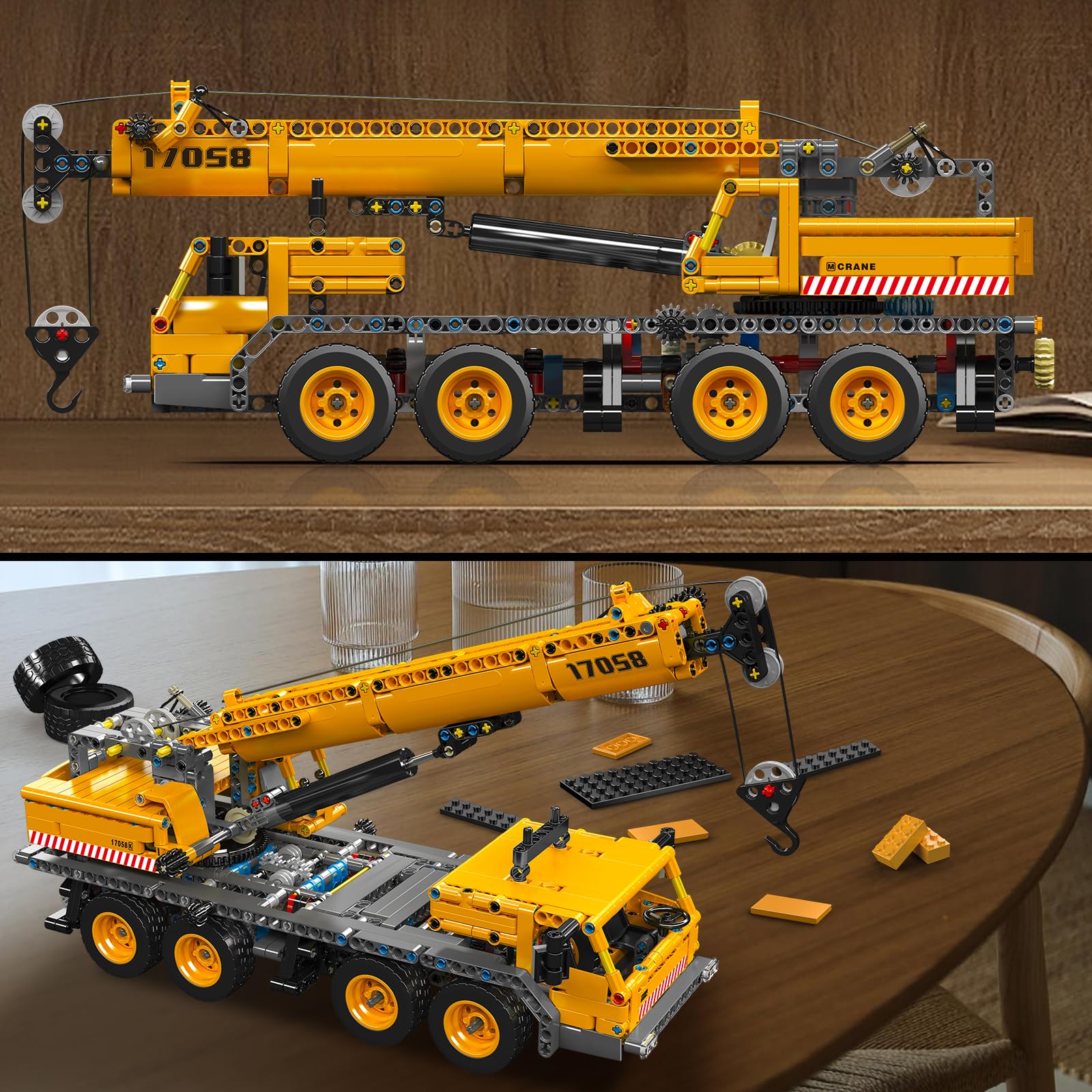 Mould King 17058 Kit da Costruzione Gru su Camion Tecnologico, Set di Modelli di Veicoli da Costruzione 997+ PEZZI, Collezione di Blocchi da Esposizione per Gru di Ingegneria Funzionale
