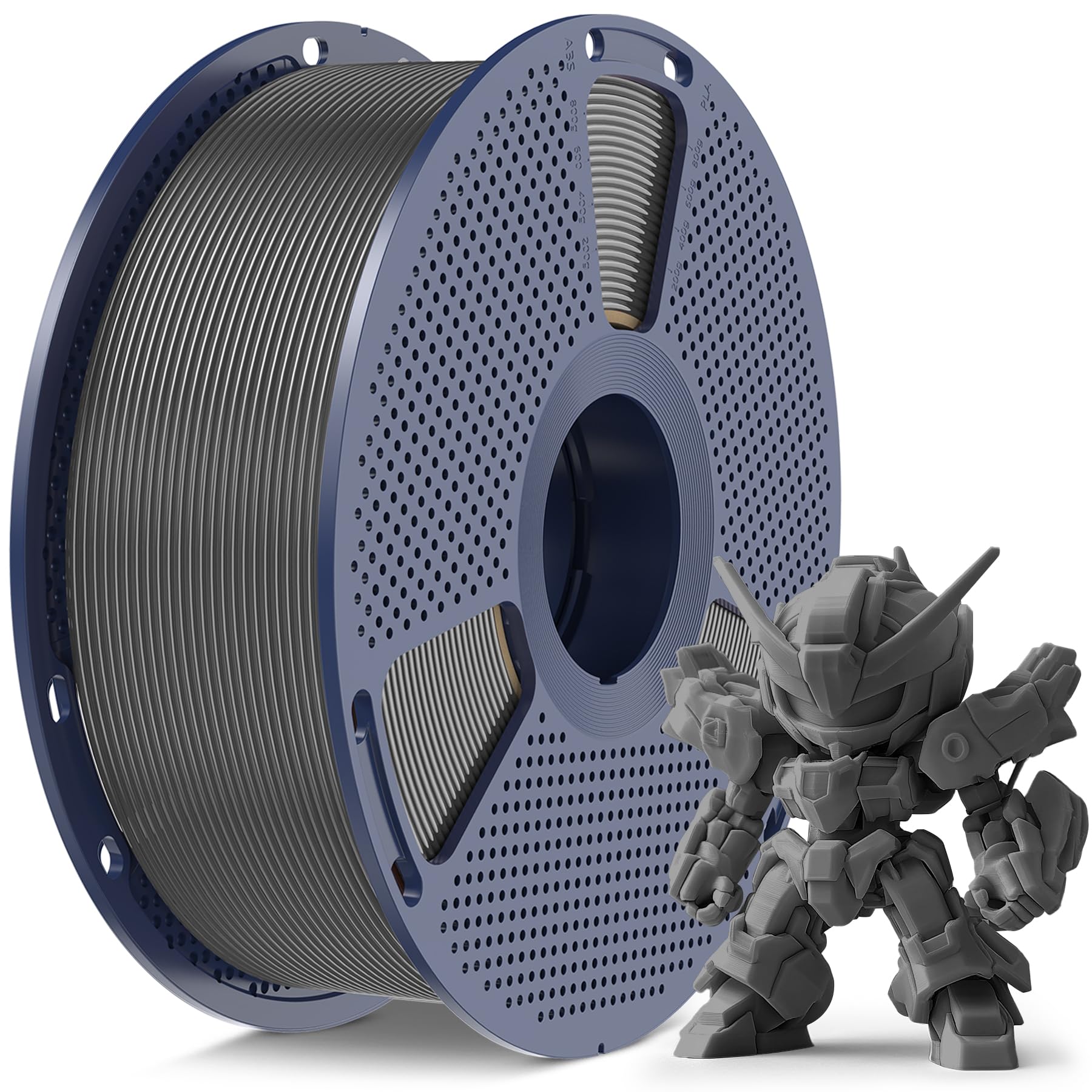 SUNLU High Speed PLA Meta Filamento, 1KG PLA 3D Filamento 1,75mm, Più Resistente Filamento, Precisione Dimensionale +/- 0.02mm, Compatibile con Stampanti 3D FDM, Rocchetto 1KG (2.2lbs), Grigio