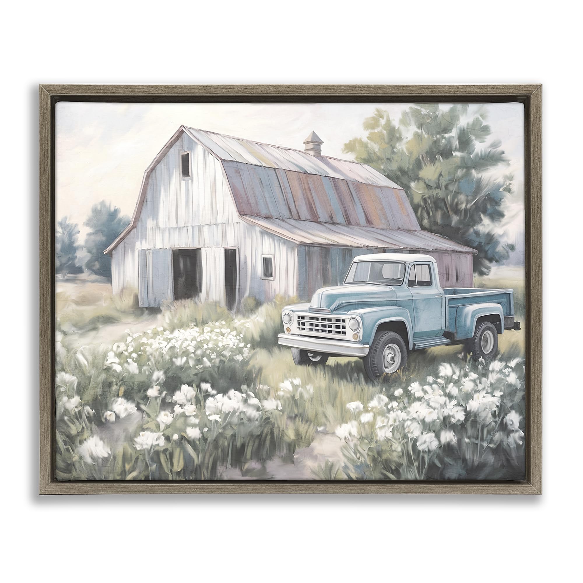 Stupell Industries 'Pastoral Farm Dreams', Floating Frame Canvas Art, Brown, 21 x 17 Inches, Easy to Hang and Sturdy, Made in USA, by Kim Allen
