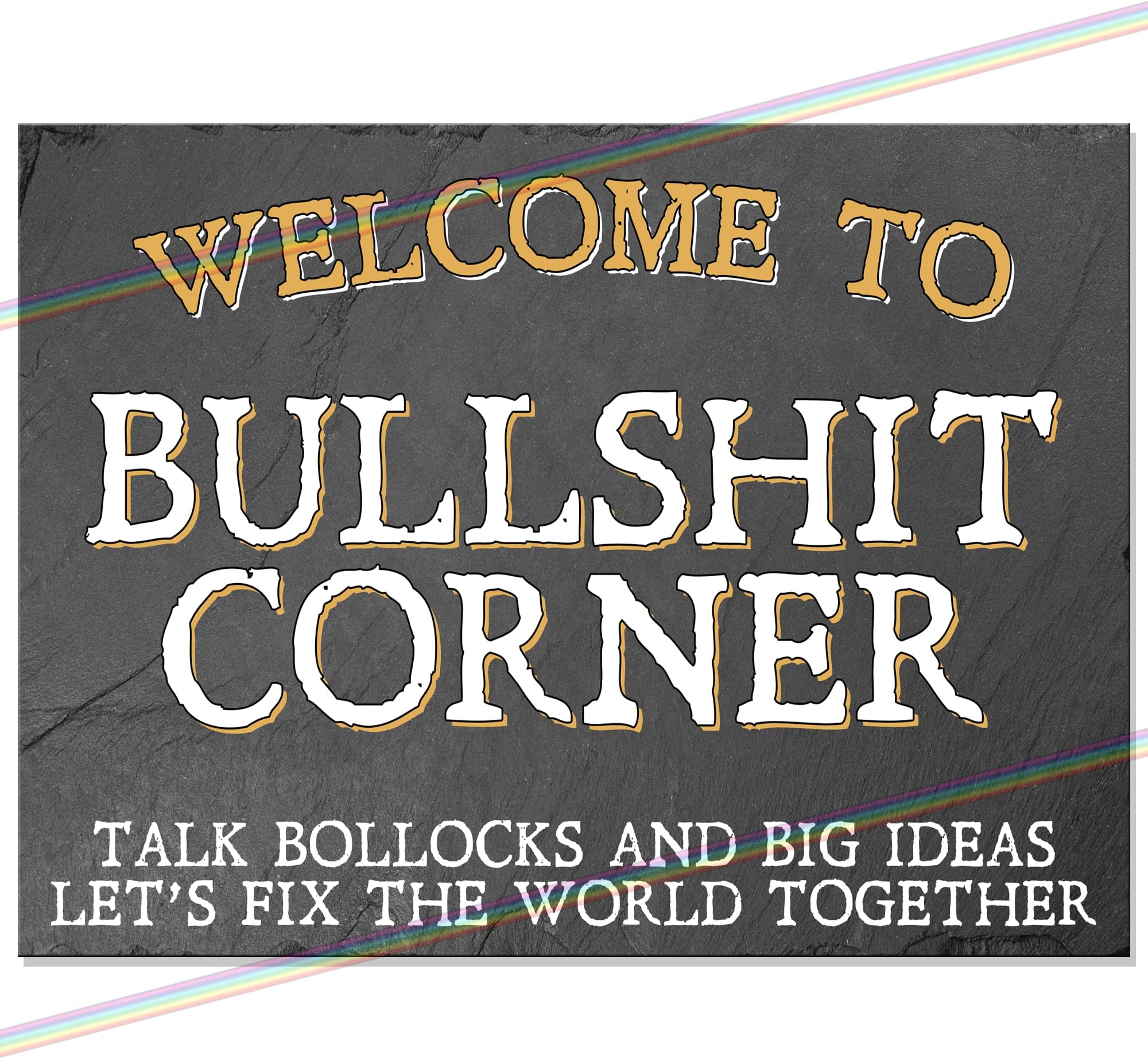 "Bullshit Corner" Metal Bar Sign – Funny Retro Tin Wall Plaque – Small 15cm x 10cm Vintage Decor for Man Cave, Pub Shed, Garage & Garden Bar – Hilarious Father’s Day Gift Made in UK