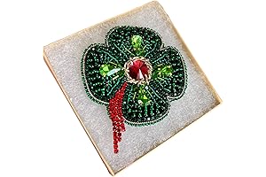 Elegant Dark Green Shamrock Pin With Red Accents