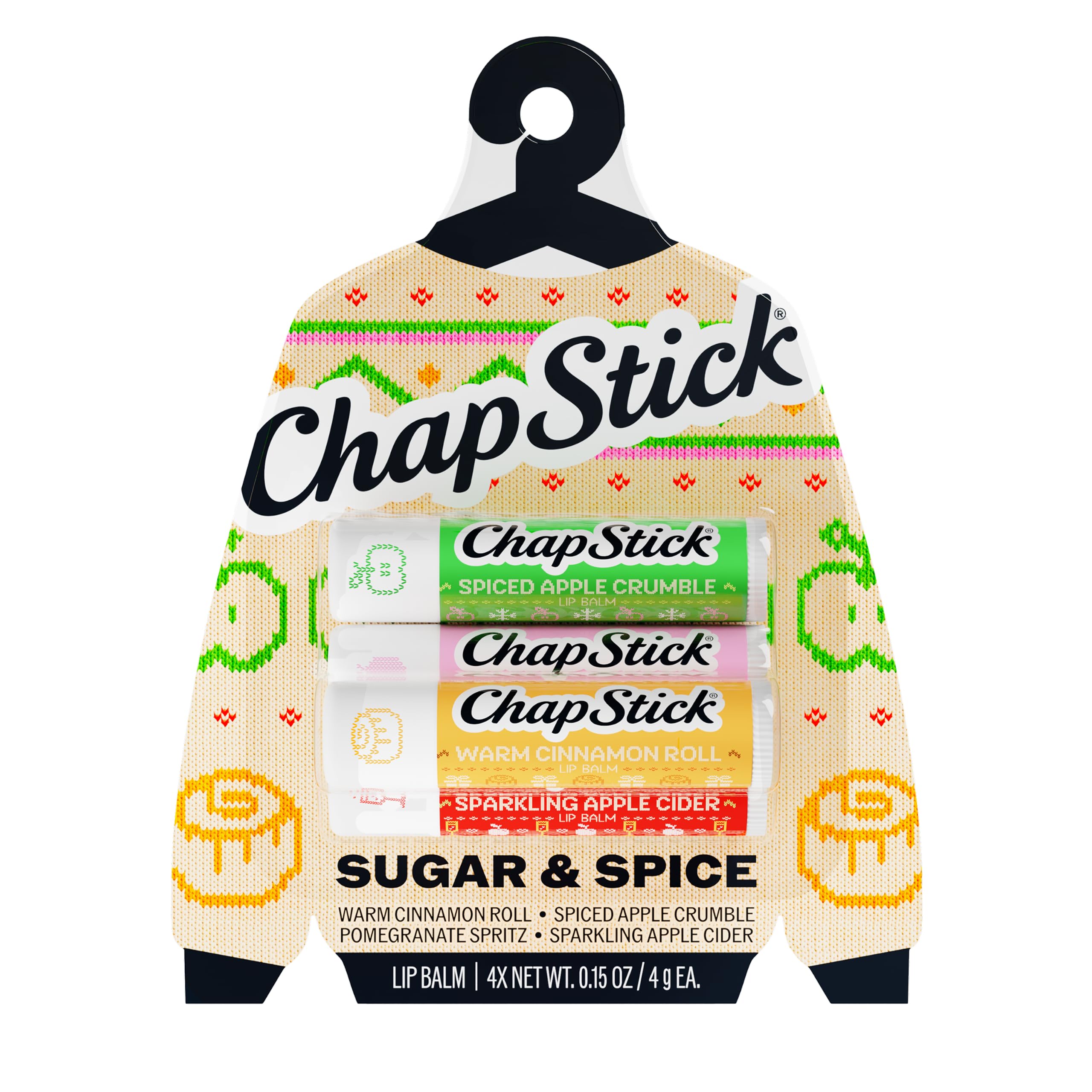ChapStick Sugar & Spice Holiday Flavored Lip Balm Variety Gift Set, 4-Pack