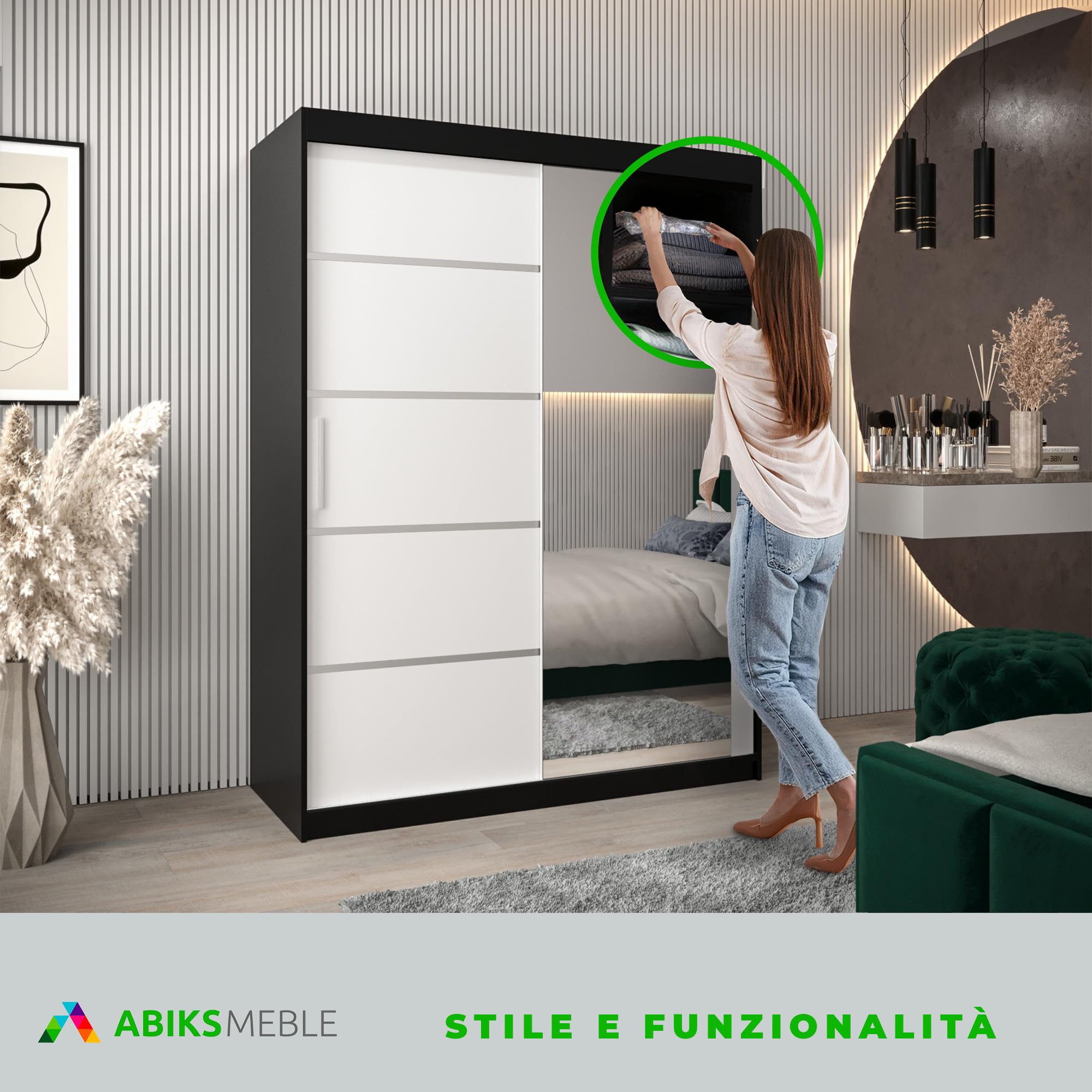 Armadio ABIKSMEBLE Verona 2 150 - 2 Ante Scorrevoli Con