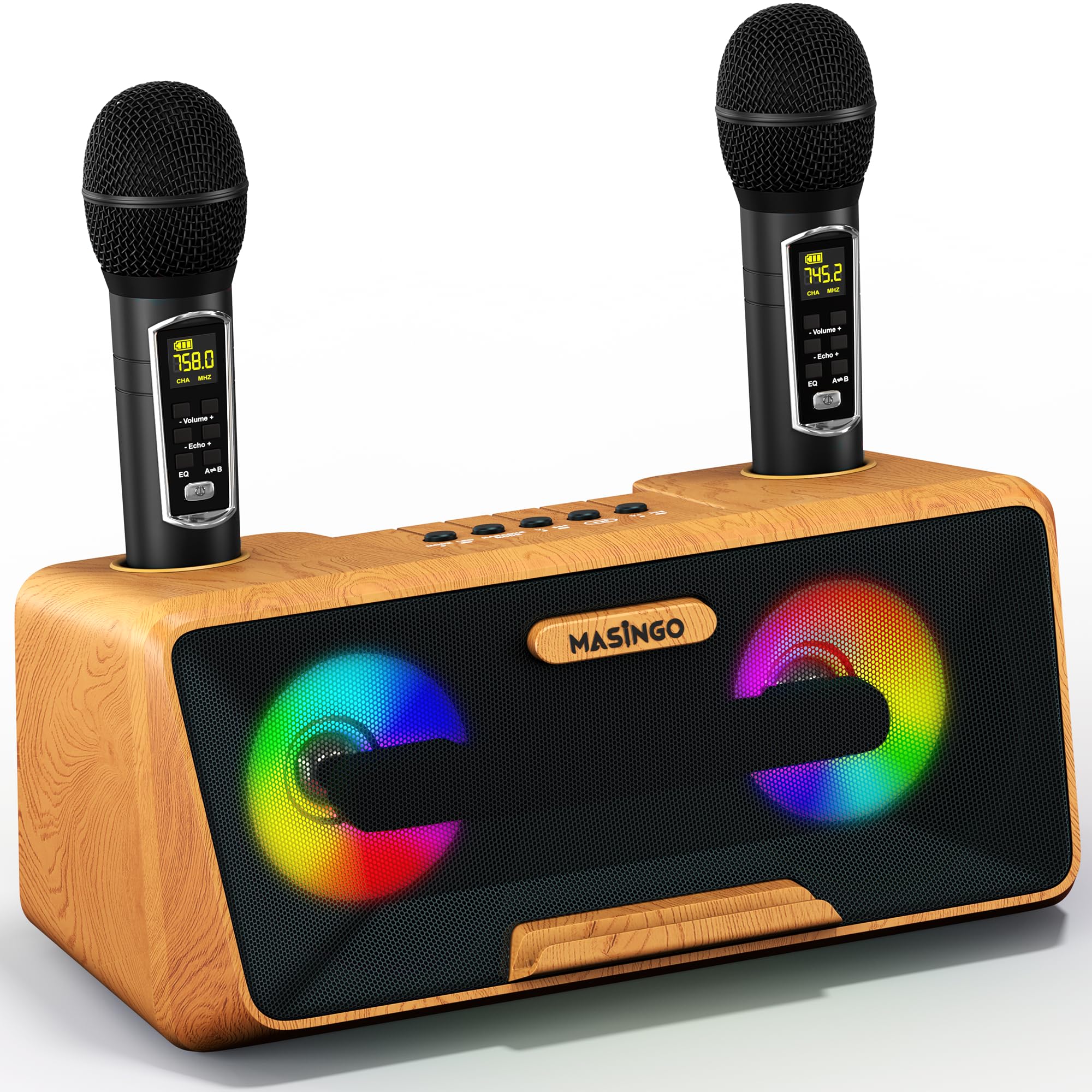 MASINGO Karaoke Machine for Adults and Kids with 2 Wireless 