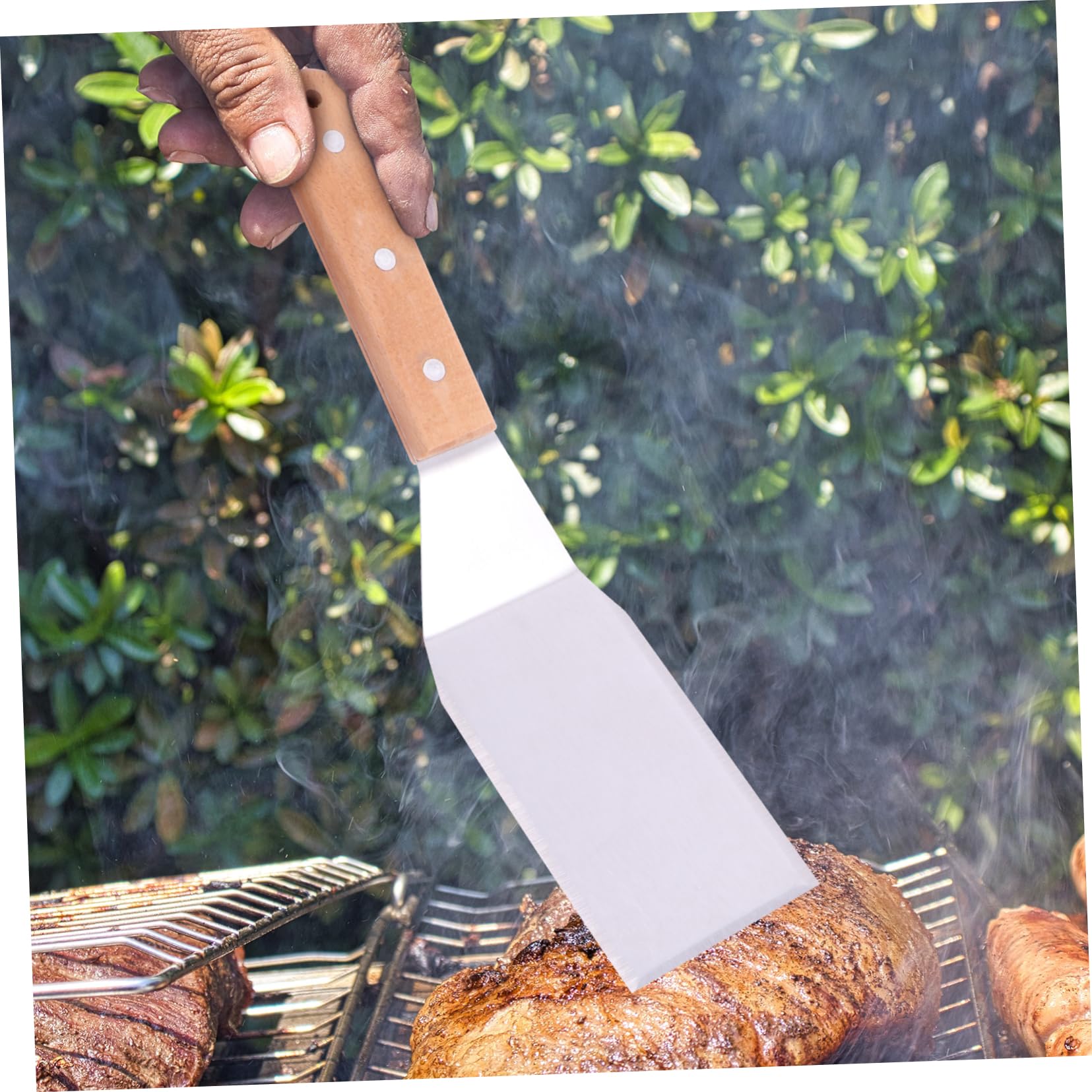 Espátulas de Cocina Mango de Madera y Acero Inoxidable Juego de 5 Resistentes y Fáciles de Lavar para Uso en Cocina Profesional