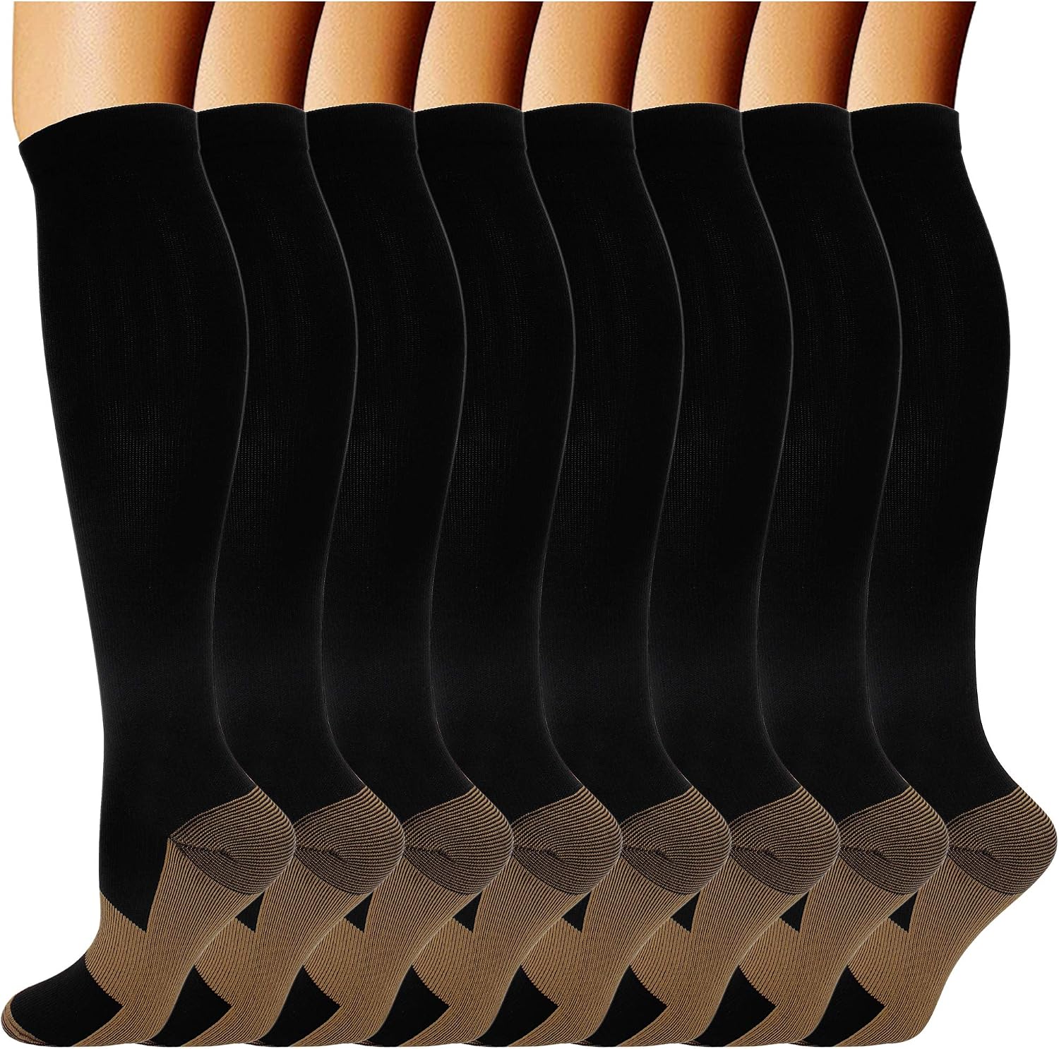 8 Pairs Compression Socks Men Women 20-30 mmHg Compression Stockings for Sports