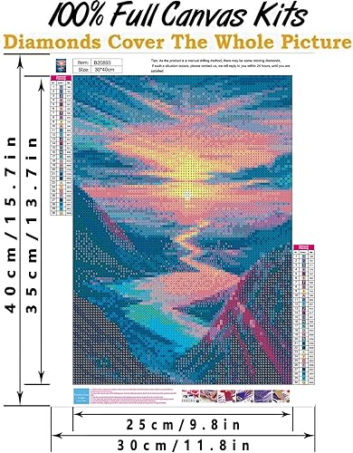 Miniatura 2 de QUITEDEW Kits de pintura de diamantes al atardecer, arte de diamantes de paisaje, pintura de diamante completo, decoración de interiores de moda