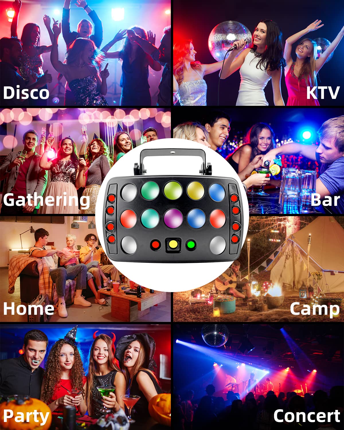 Eagou Diary jeux de lumière pour soiree, RGBW LED jeu de lumière 4 en 1 avec plusieurs modes de travail, 50W lampe disco, gradation ultra lisse pour fête disco DJ maison bar