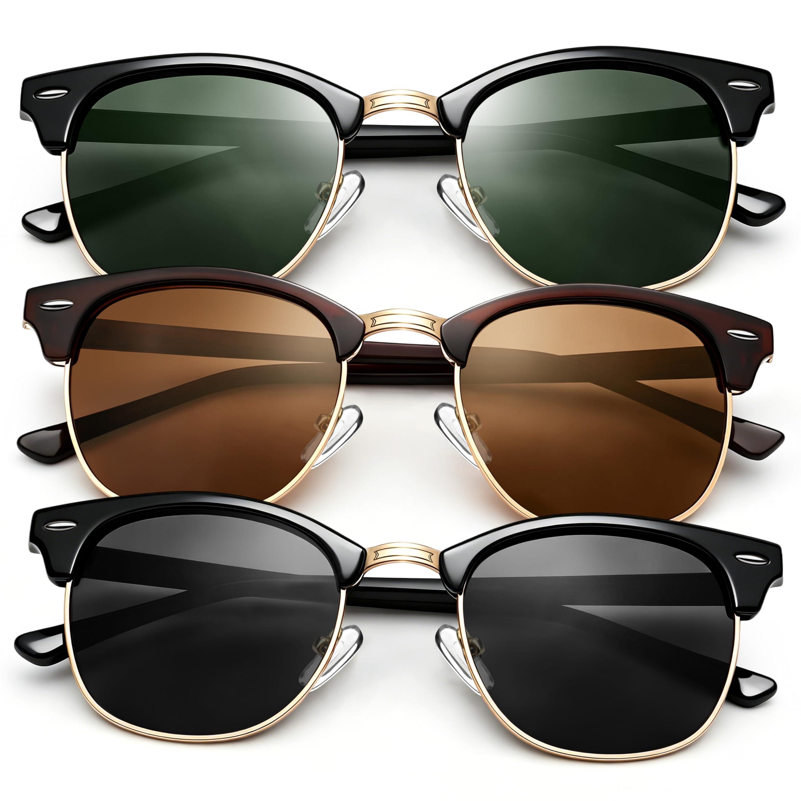 Joopin Half Frame Sunglasses UV Protection Vintage Browline Sun Glasses
