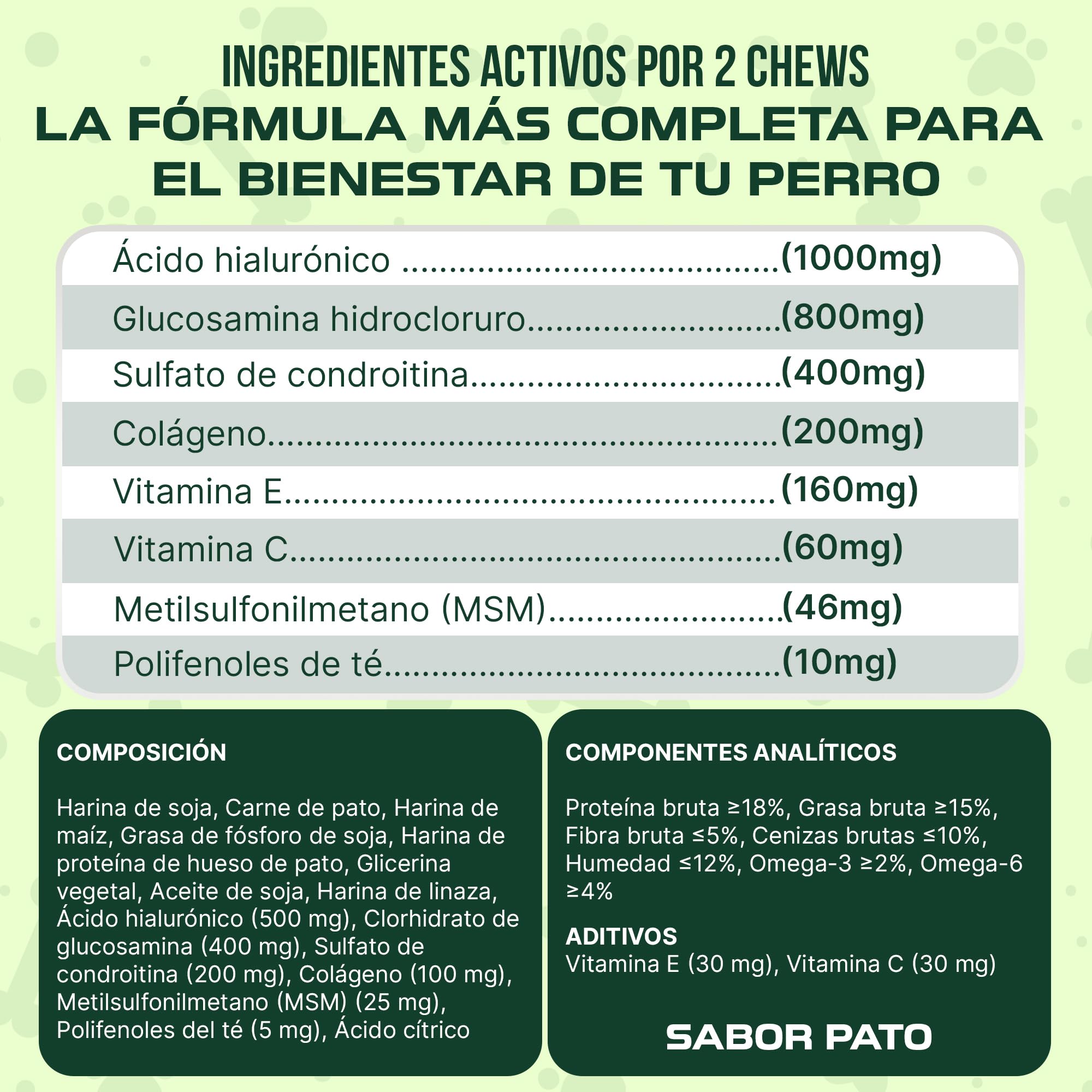 Condroprotector Perros, 150 uds, 100% Natural, Articulaciones y Cartílagos, Antiartrosis con Glucosamina, Condroitina, MSM, Ácido hialurónico, Colágeno, Omega 3 y 6, Vitaminas C y E — view 6