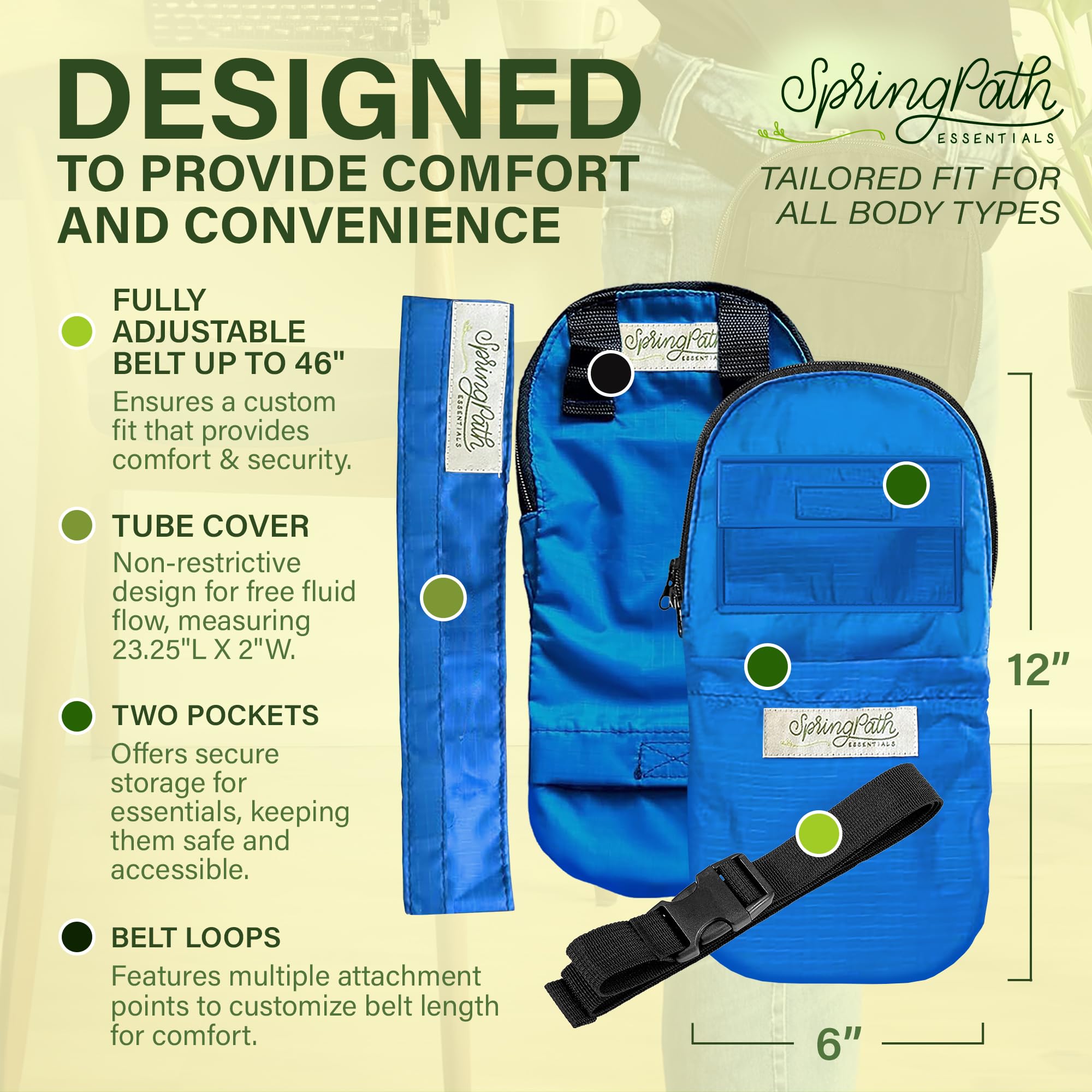 Funda doble para tubo de nefrostomía y bolsa de drenaje, color azul rey