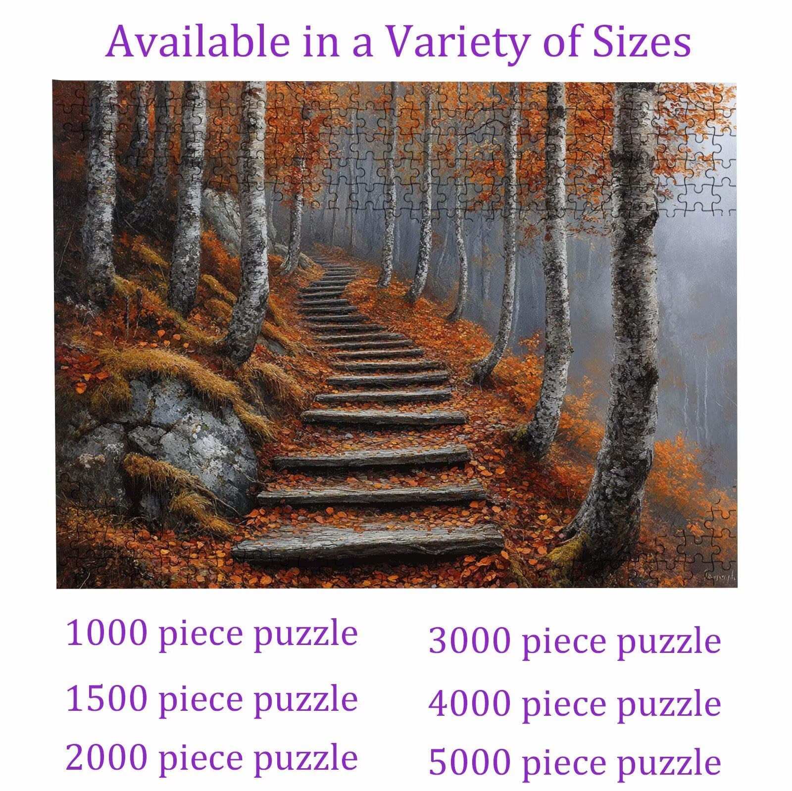 Puzzle 1500 Teile, Puzzle 1500 Teile Erwachsene Wald Kleiner Pfad Muster, Holzpuzzle DIY Set Erwachsene, Dickes Material & Perfekte Verzahnung, Reflexionsfreie Oberfläche, Puzzlespiele W3H-201