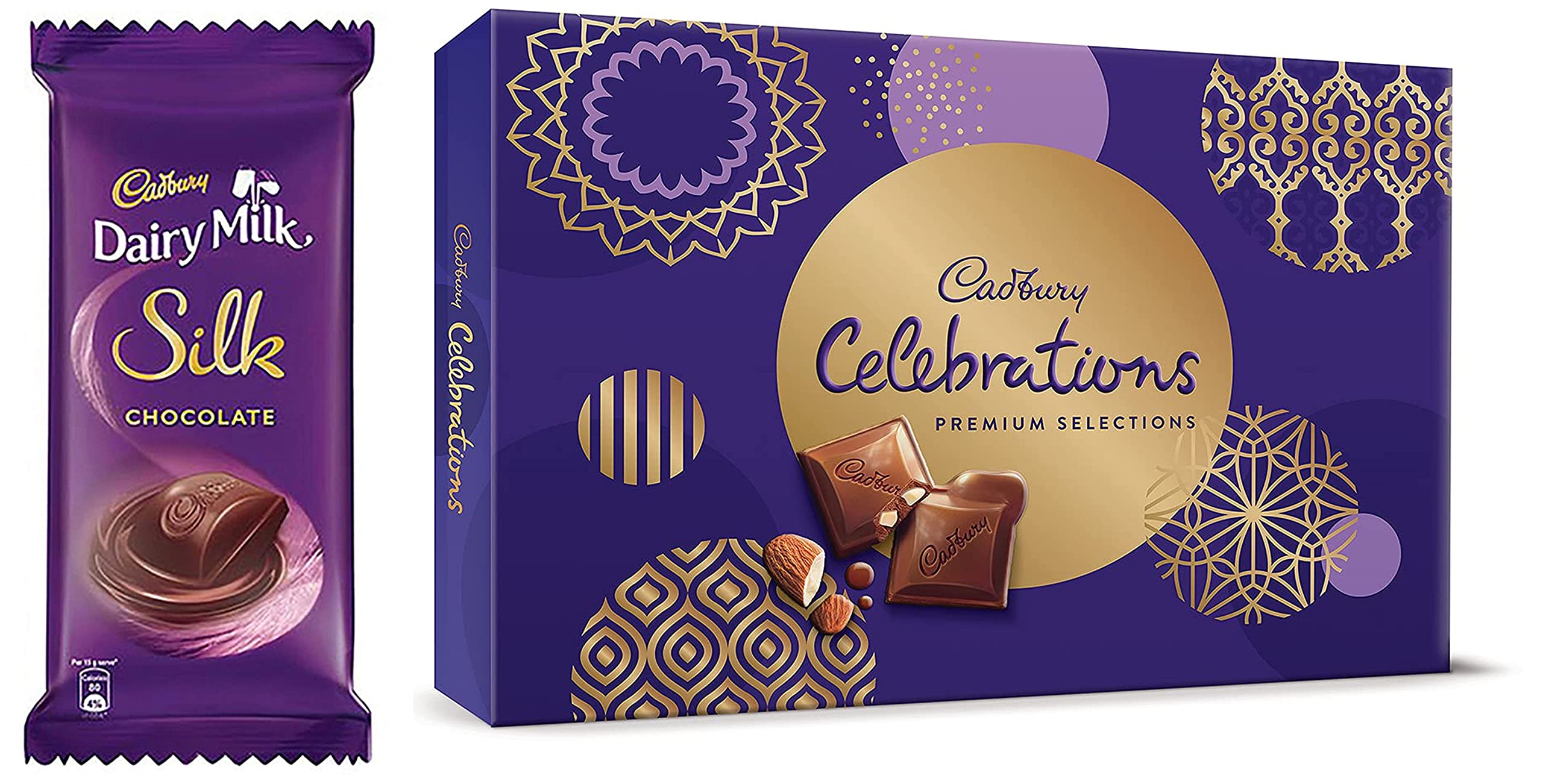 Cadbury Celebrations Premium Assorted Chocolate Gift Pack, 281 g & Cadbury Dairy Milk Silk Chocolate Bar, 150g (Pack of 3)