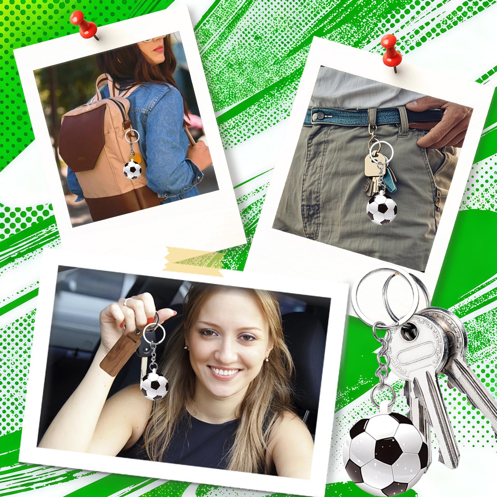 10 Pezzi Portachiavi Calcio, Mini Pallone da Calcio Ciondolo, Portachiavi Calcio Bambini Regalo, Decorazioni Feste a Tema Sportivo, Gadget Compleanno per Tifosi e Calciatori - 5