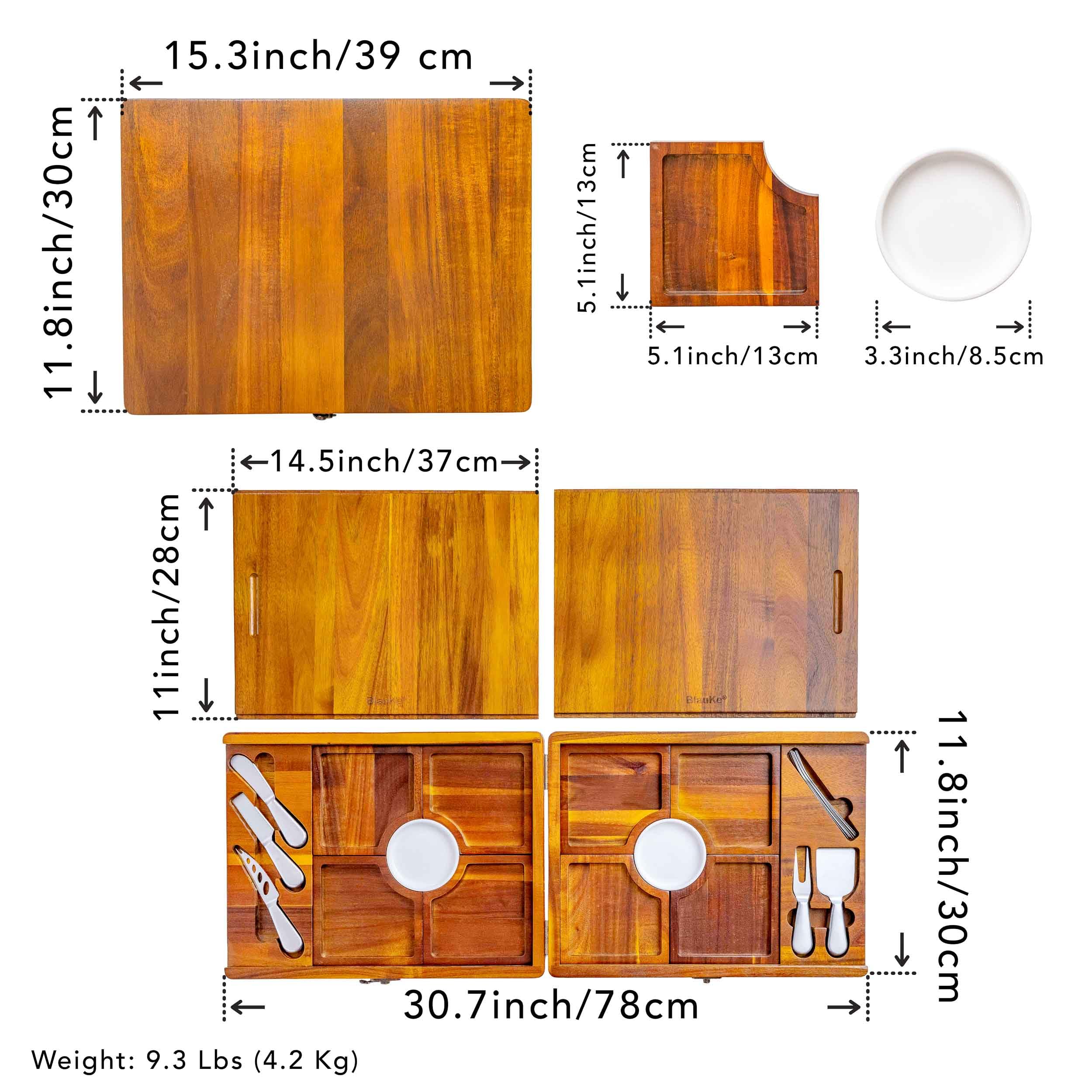 Käsebrett mit Käsemesser Set für Große Gruppen – Akazienholz Servierbrett, EIN Upgrade von Bambus Charcuterie Boards und Cheese Boards – Servierplatte Holz Käseplatte, Frühstücksbrett – Geschenk Idee