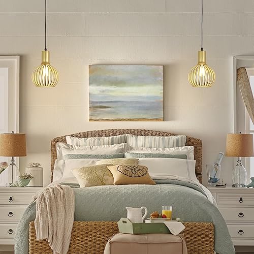 Miniatura 7 de DLLT - Lámparas colgantes enchufables, iluminación colgante dorada ajustable sobre el fregadero, luces colgantes de metal de granja, isla de cocina,