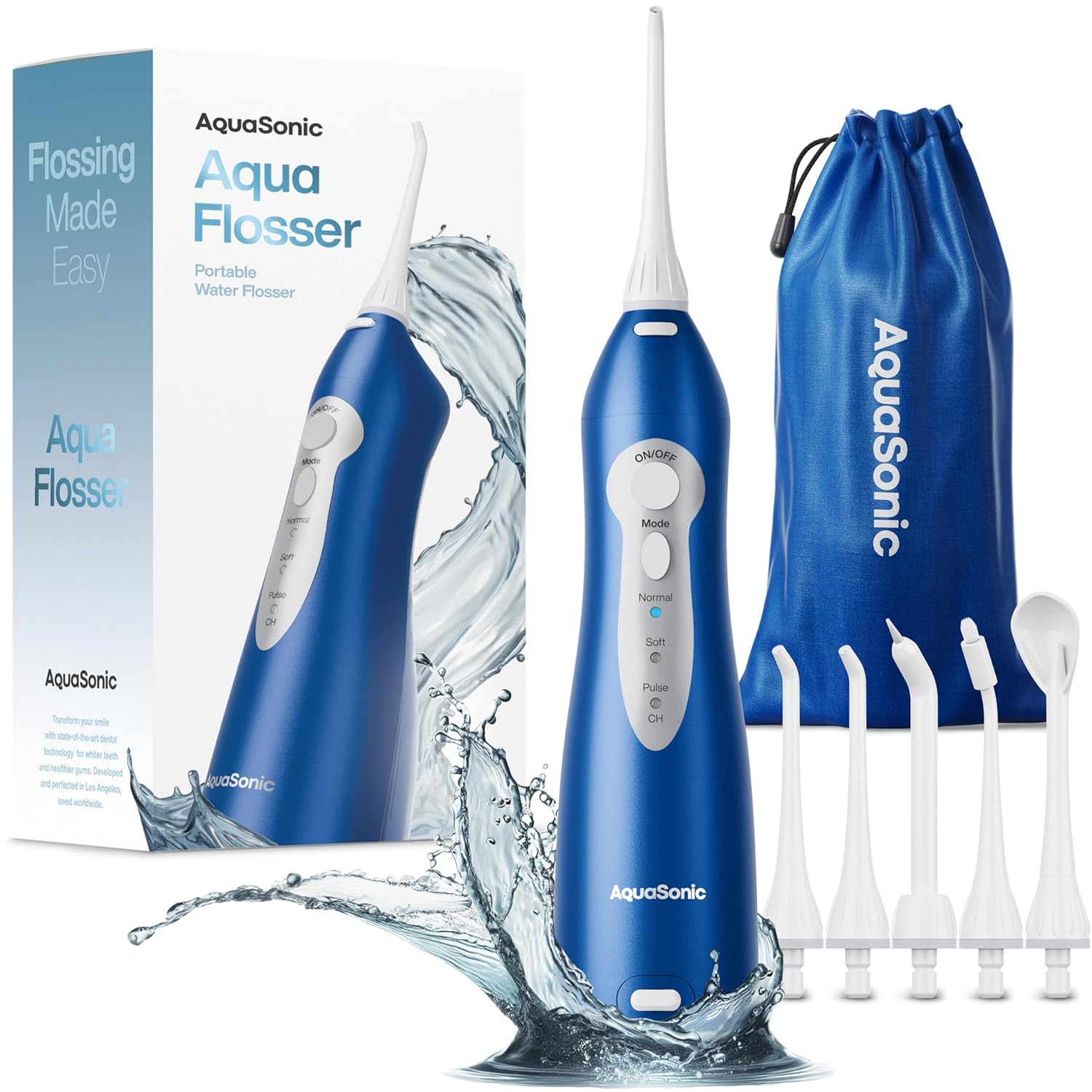 AquaSonic Water Flosser - Cordless Rechargeable Water Flossers for Teeth Cleaning - Waterproof Aqua Flosser Portable Oral Irrigator