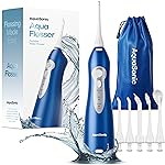 AquaSonic Water Flosser - Cordless Rechargeable Water Flossers for Teeth Cleaning - Waterproof Aqua Flosser, Portable Oral Irrigator for Dental Cleaning with 5 Jet Tips - Braces Home Travel