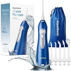 AquaSonic Water Flosser - Cordless Rechargeable Water Flossers for Teeth Cleaning - Waterproof Aqua Flosser Portable Oral Irrigator