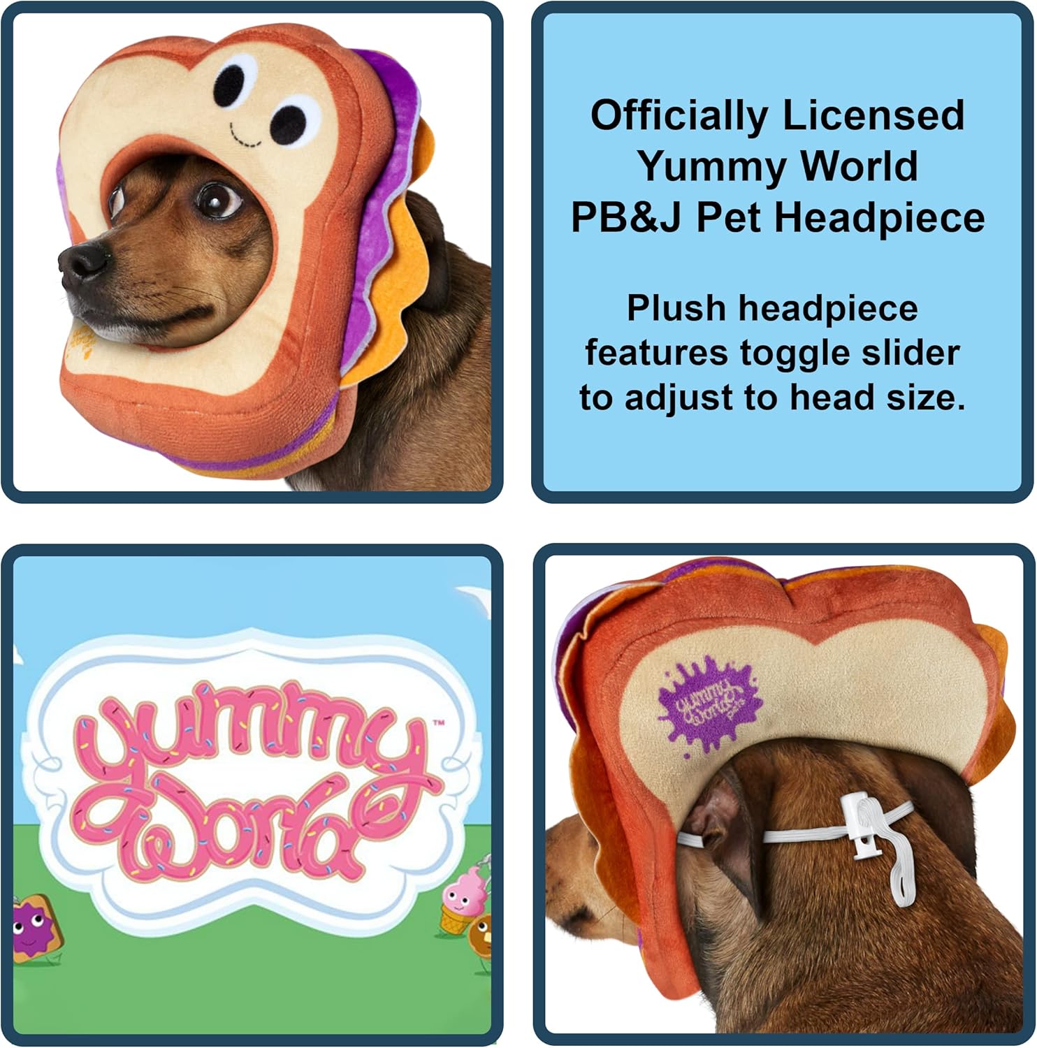 Rubie's Yummy World Costume PB&J Pet Costume Face Headpiece, As Shown, Medium/Large