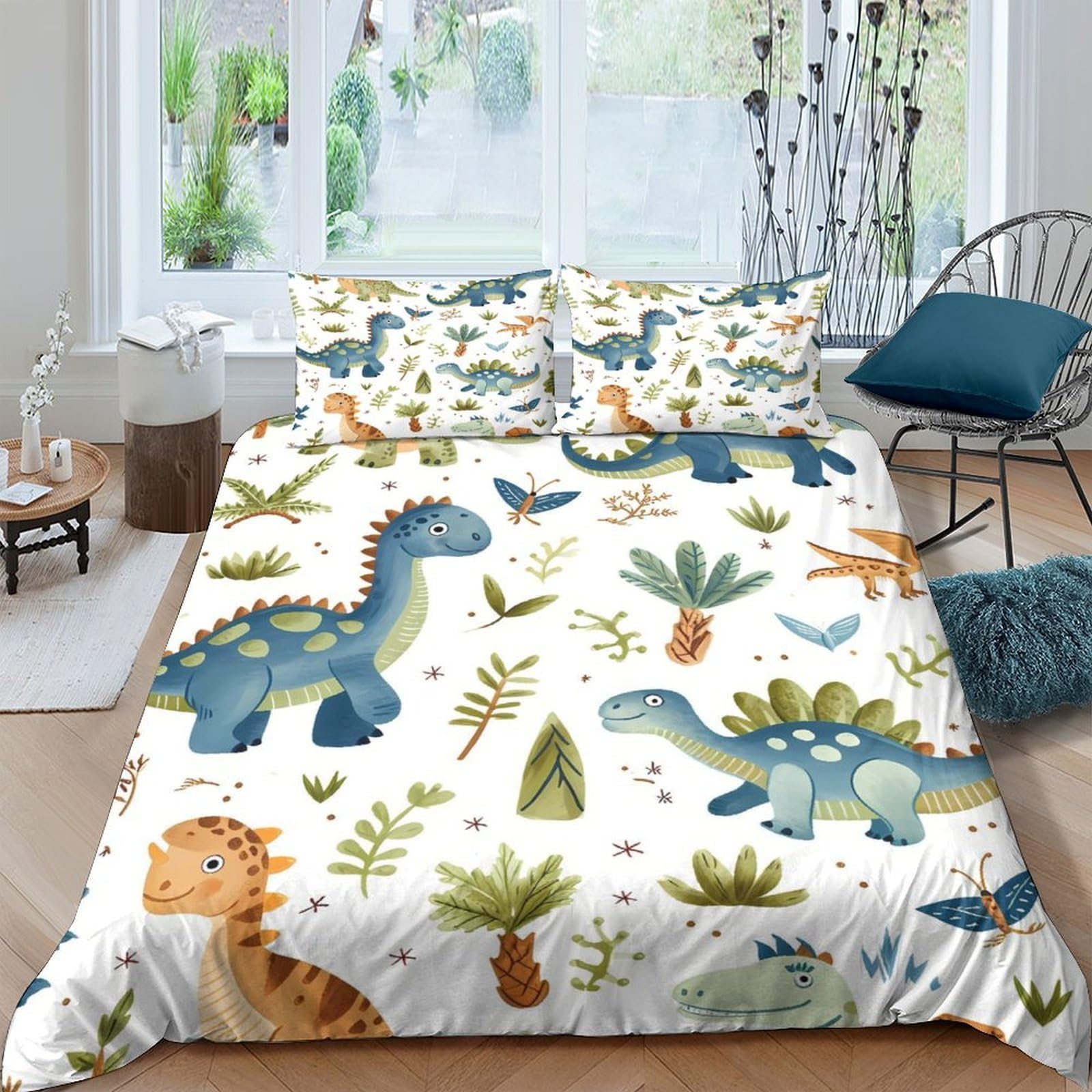 Ctjqhvkz Style-10 3D Printed Dinosaur Forest Fitted Sheet Microfiber Soft Washable Jungle Animal Bed Cover For Bedroom Dorm Rental Decor Single（135X200cm）