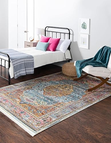 Miniatura 3 de Unique Loom Baracoa Collection - Alfombra de área Miramar (3' 3" x 5' 3" Rectángulo, Azul ClaroAzul)