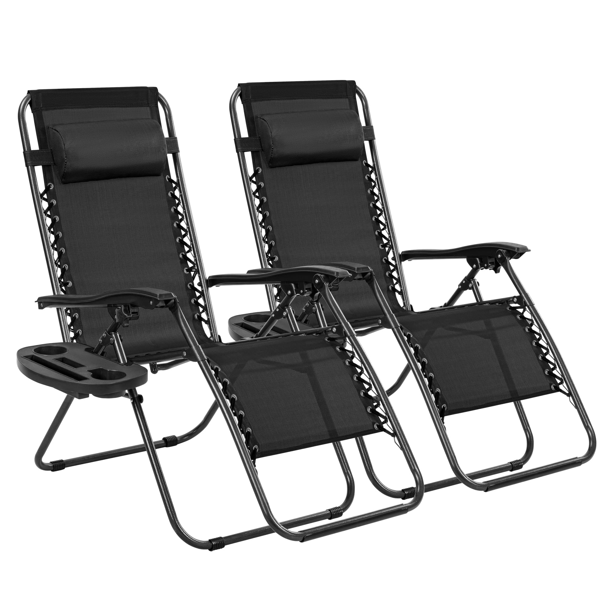 T-LoVendo Pack 2 Tumbonas o Sillas de Exterior Plegables para jardín, Playa, Piscina, terraza. Gravedad Zero 2 Unidades, Acero Ligero, Portavasos y Reposacabezas.