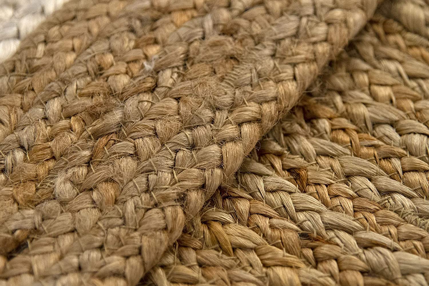 Tapis carré en Jute avec Lignes Blanches pour Salon (150 x 150 cm)