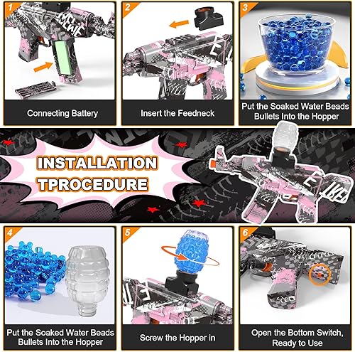 Miniatura 2 de Juguete eléctrico de bolas de gel, lanzador automático de bolas de salpicaduras de alta velocidad con 20000 cuentas de agua y gafas, juguetes de