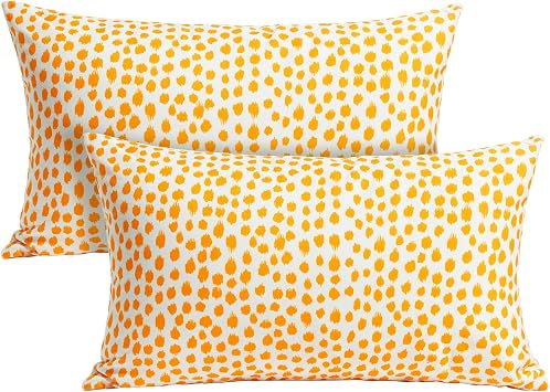 Allorry Outdoor Pillow Covers 12x20 Set of 2 Boho Design Yellow Polka Dot Decorations Pillows Summer Outdoor Waterproof Patio Furniture Garden Porch Sofa Bed Cushion Covers Home Decor JB001-A12