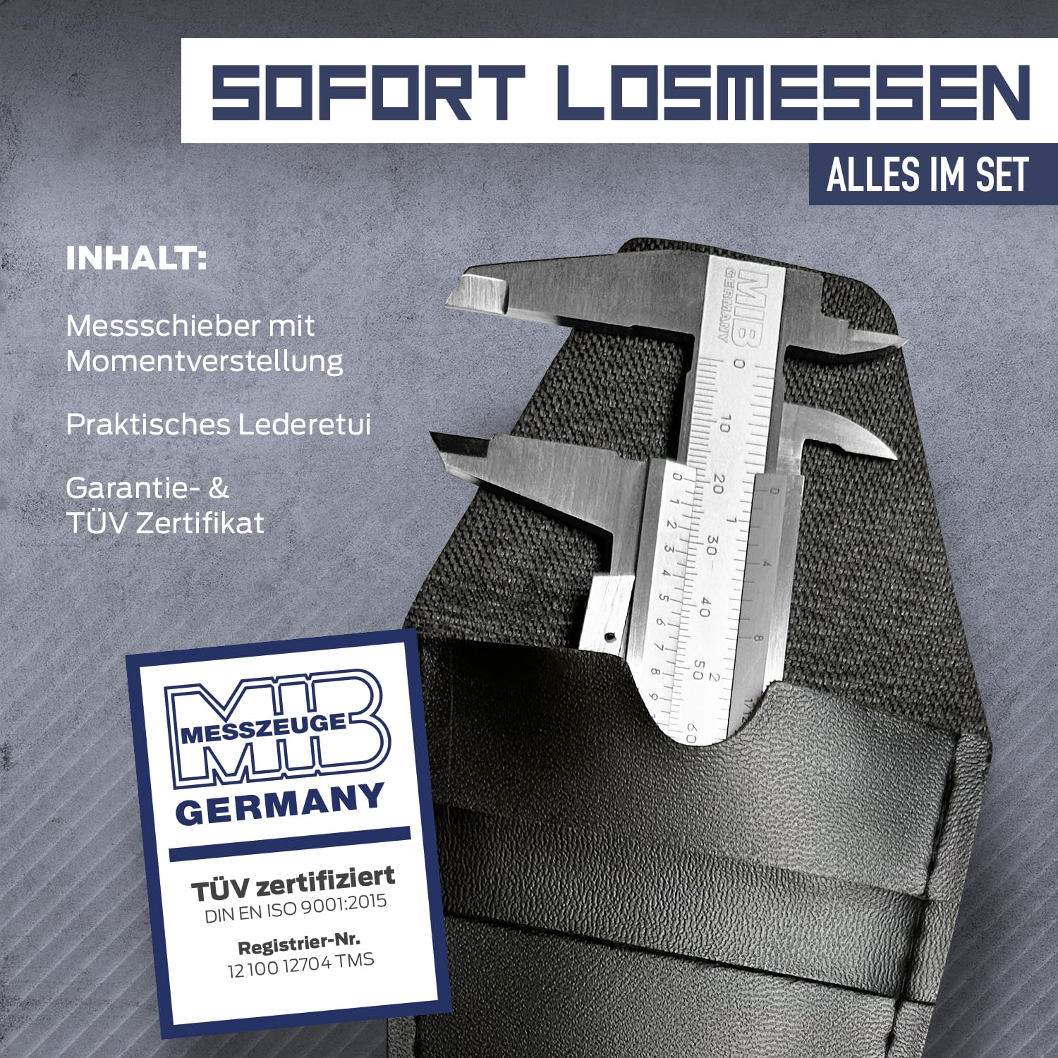 MIB Messschieber mit Momentverstellung DIN 862 200mm | Schieblehre Analog Edelstahl | Messschieber | Schublehre Metall | Messwerkzeug | Caliper | Durchmesser Messgerät | Schiebelehre Metall