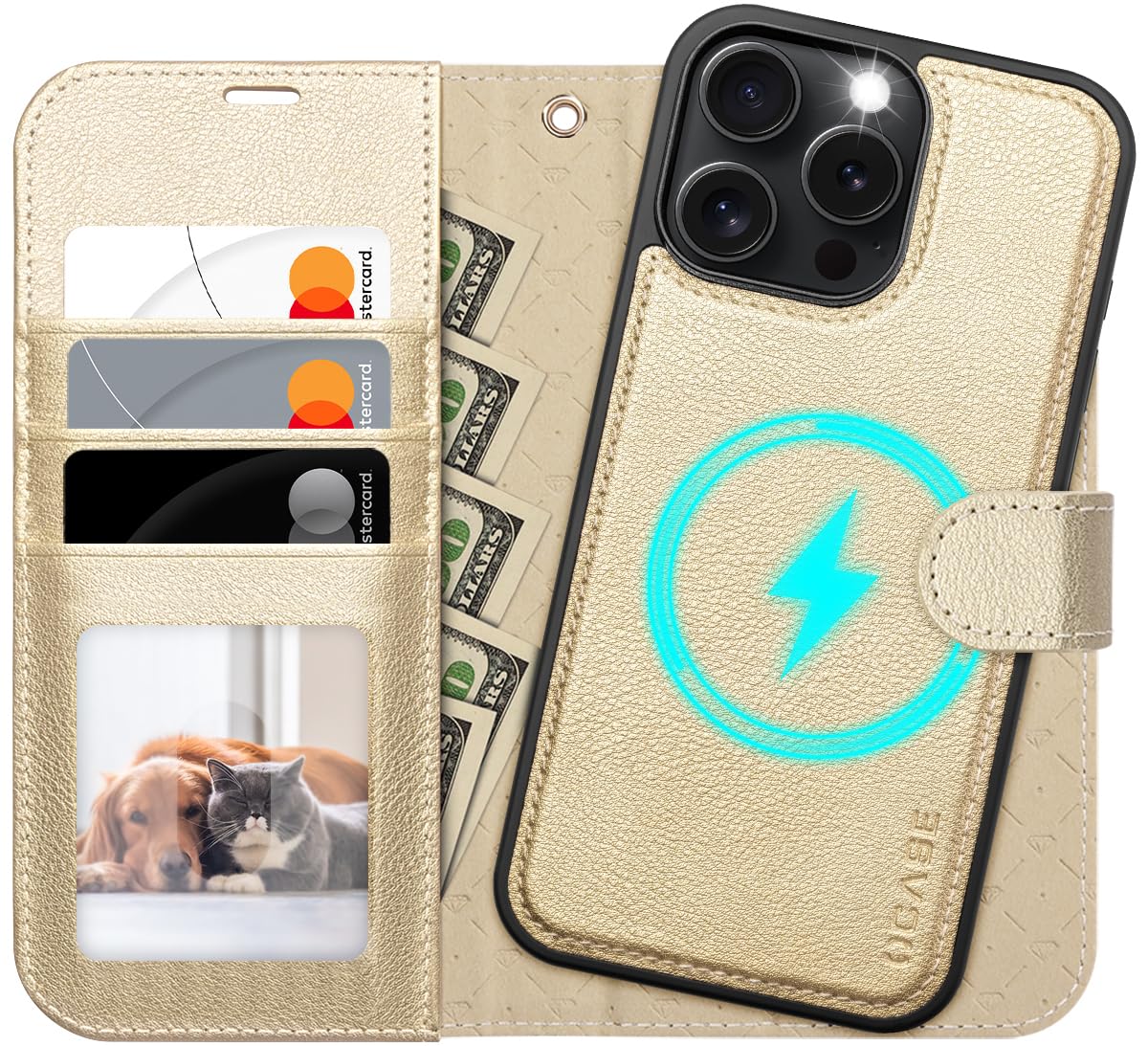 OCASE for iPhone 16 Pro Case, Detachable 2 in 1 PU Leather Wallet Case with RFID Blocking, Wireless Charging, Card Holders