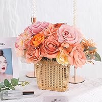 Vista 3 de AGIRL Combo de flores artificiales de seda falsas, rosas con tallos para ramos de boda, centros de mesa, arreglos de mesa, decoración de mesa