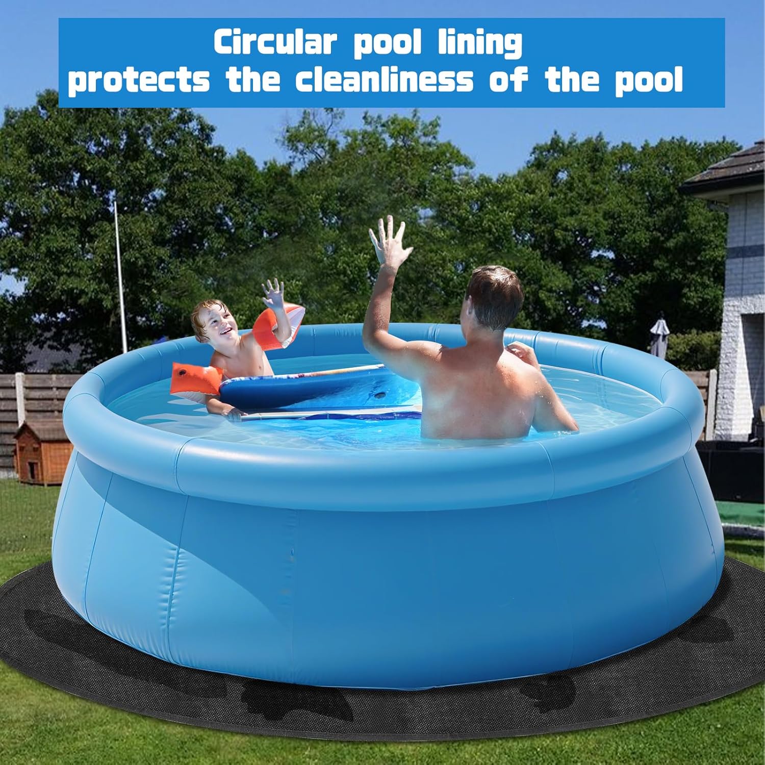 CIEOVO 8 FT Round Pool Liner Pad for Above Ground Swimming Pools - Protects Pool Liner Outdoor Pool Mat for Pool Bottom Liner Protector to Prevent Punctures Extend Liner Life