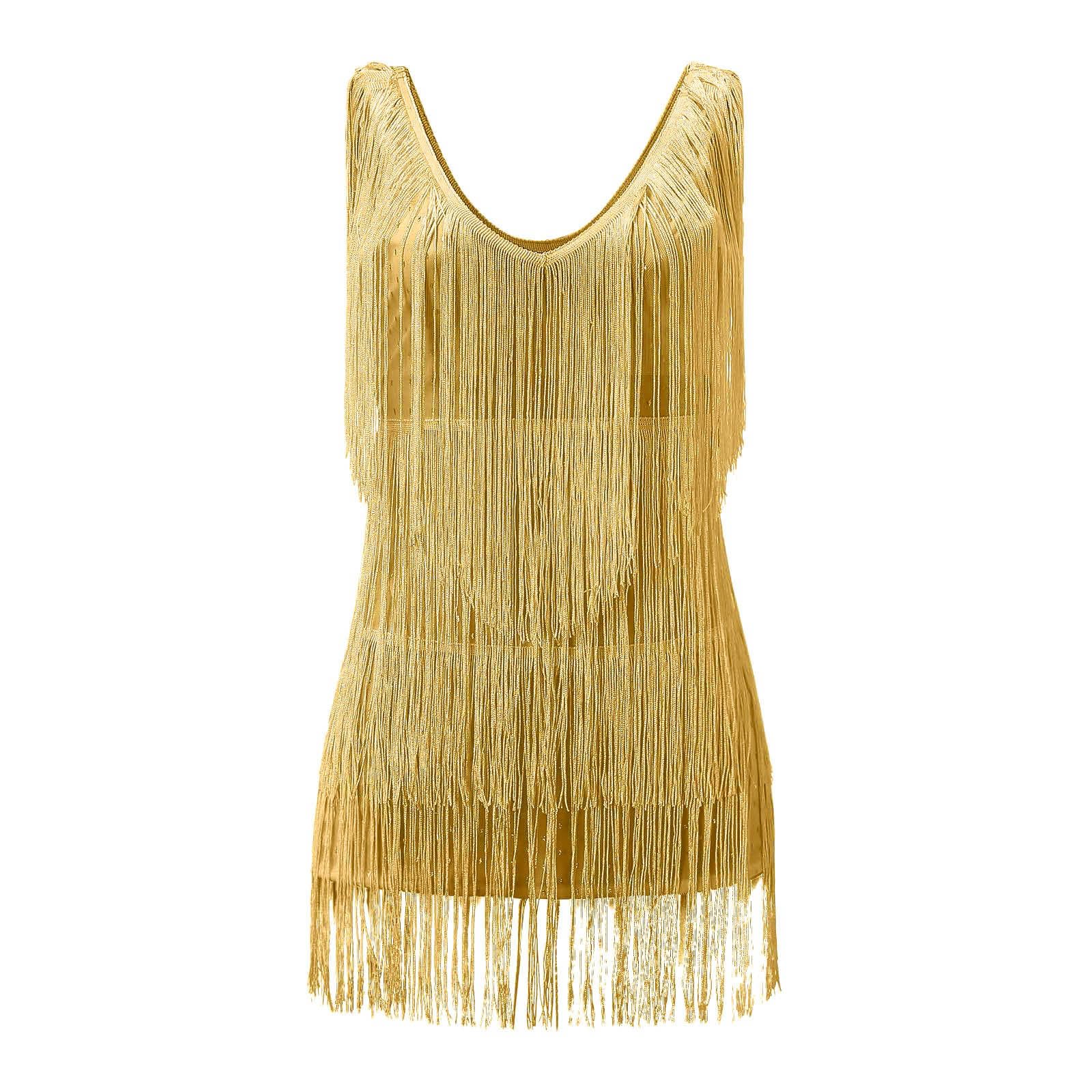 Generico Abito da Donna con Nappe Anni ‘20, Abito con Frange, con spallini, Costume da Donna per Feste, Carnevale, Cocktail Party