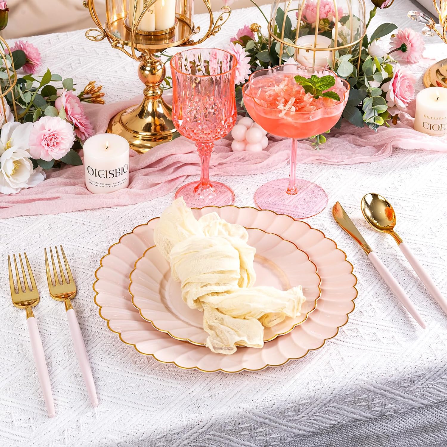 Ciaell 12PCS Plastic Martini Glasses - 10 Oz Pink Elegant Disposable Cocktail Glasses for Champagne Wine Wedding Party Anniversary Bar & Valentine's Day - Image 8