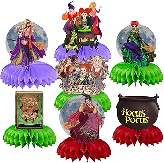 7pcs Hocus Pocus Honeycomb Table Centerpiece,6 Inches Hocus Pocus Party Decorations Honeycomb Balls Hocus Pocus Supplies Hocus Pocus Halloween Theme Centerpiece (7pcs)