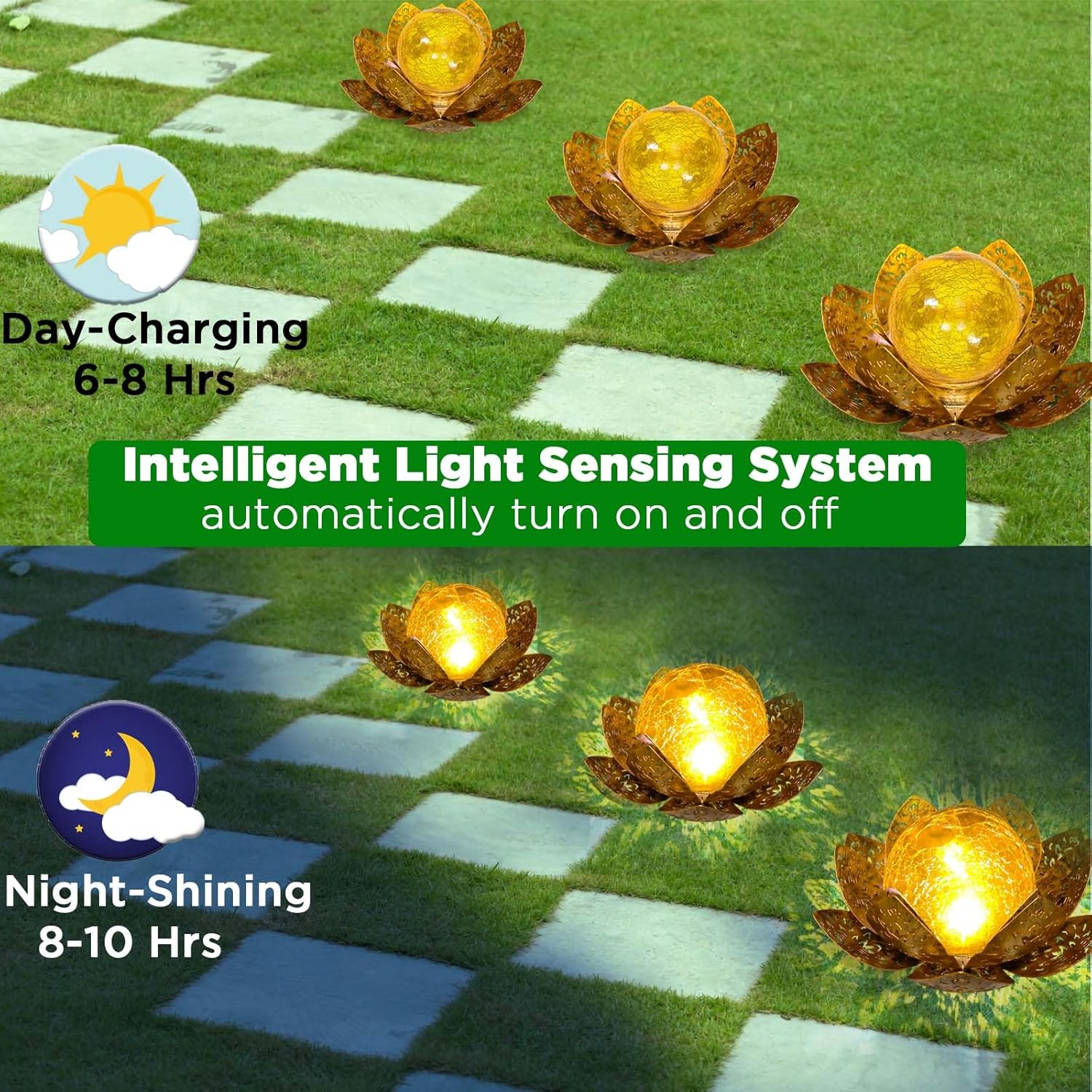 ORHOMELIFE Solar Lights Outdoor Garden, Outdoor Garden Lights Garden Ornaments Solar Powered IP65 Waterproof Decorative Lotus Ornaments for Lawn Patio Porch Flowerbed Pathway 4 81QsCfqR06L. AC SL1500