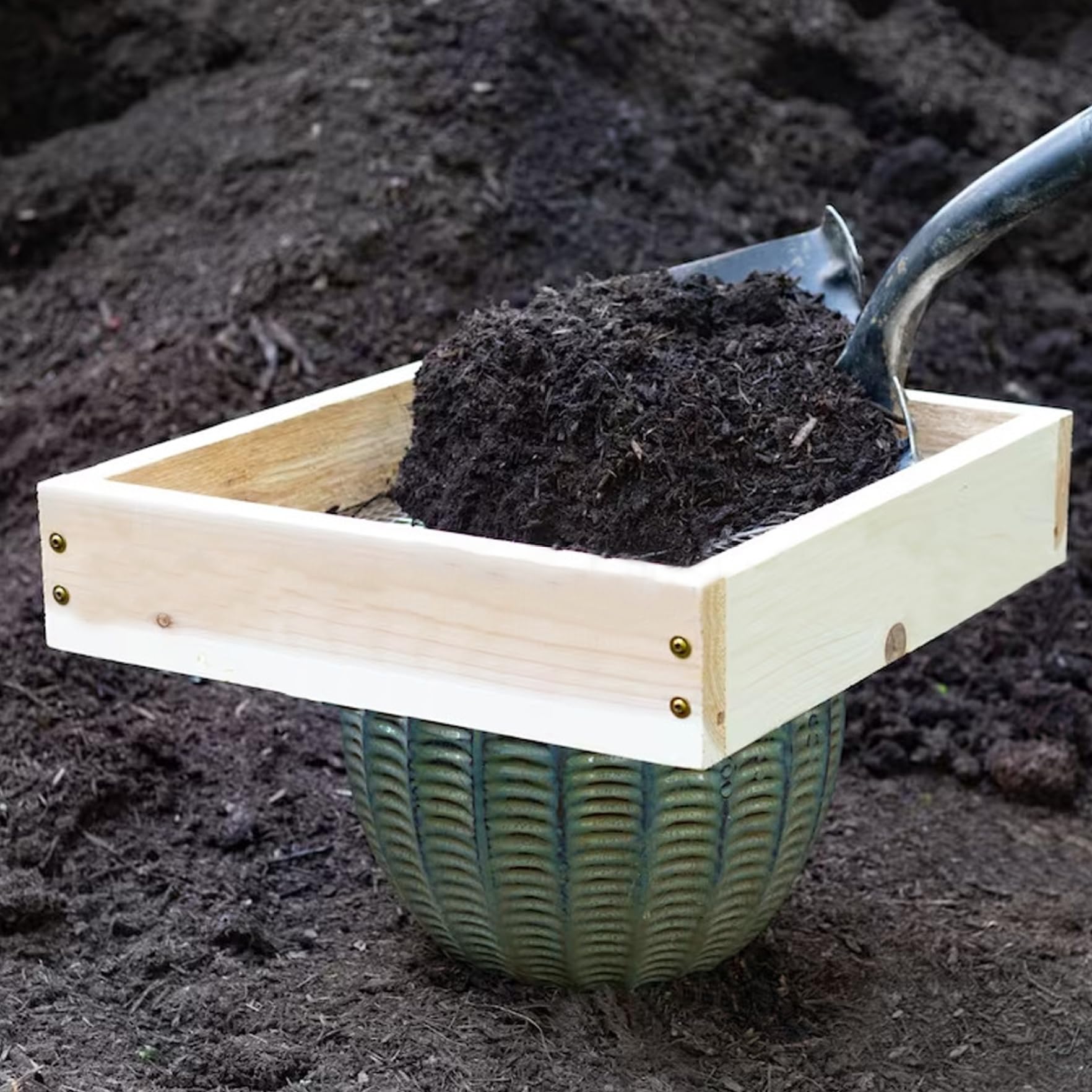 Setaccio da giardino Setaccio per terreno Maglia macinata Pietra Sabbia Attrezzo da giardinaggio per setacciare compost Terreno sporco Foglie