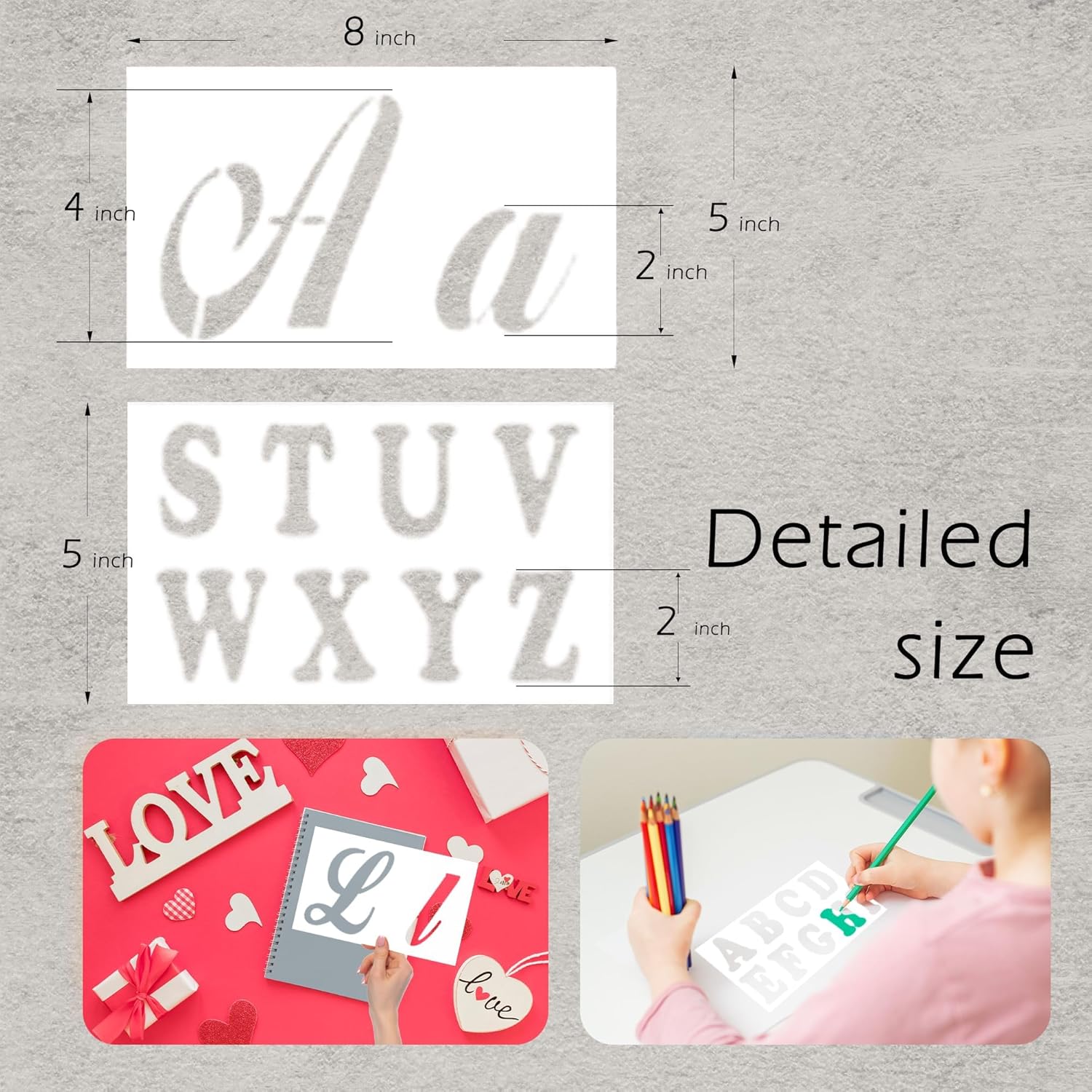 Sokoro 3 inch Interlocking Stencils and 2 with 4 inch Calligraphy Alphabet Numbers Mandala Stencil Traceable Reusable DIY Template