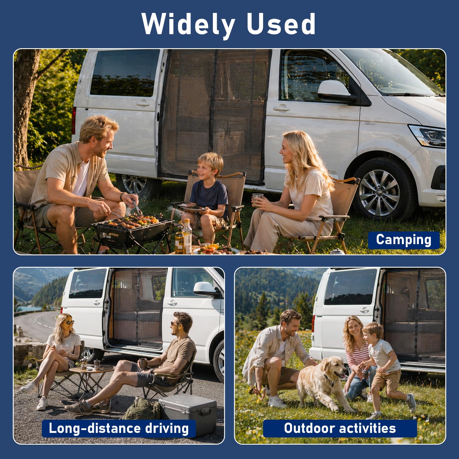 Mosquitera Magnética para VW T5 T6 para Puerta Corredera, Mosquitera para Coche con Protección contra Insectos y Protección Solar, Protección Solar Puerta Lateral Camping Viaje, Ventilación