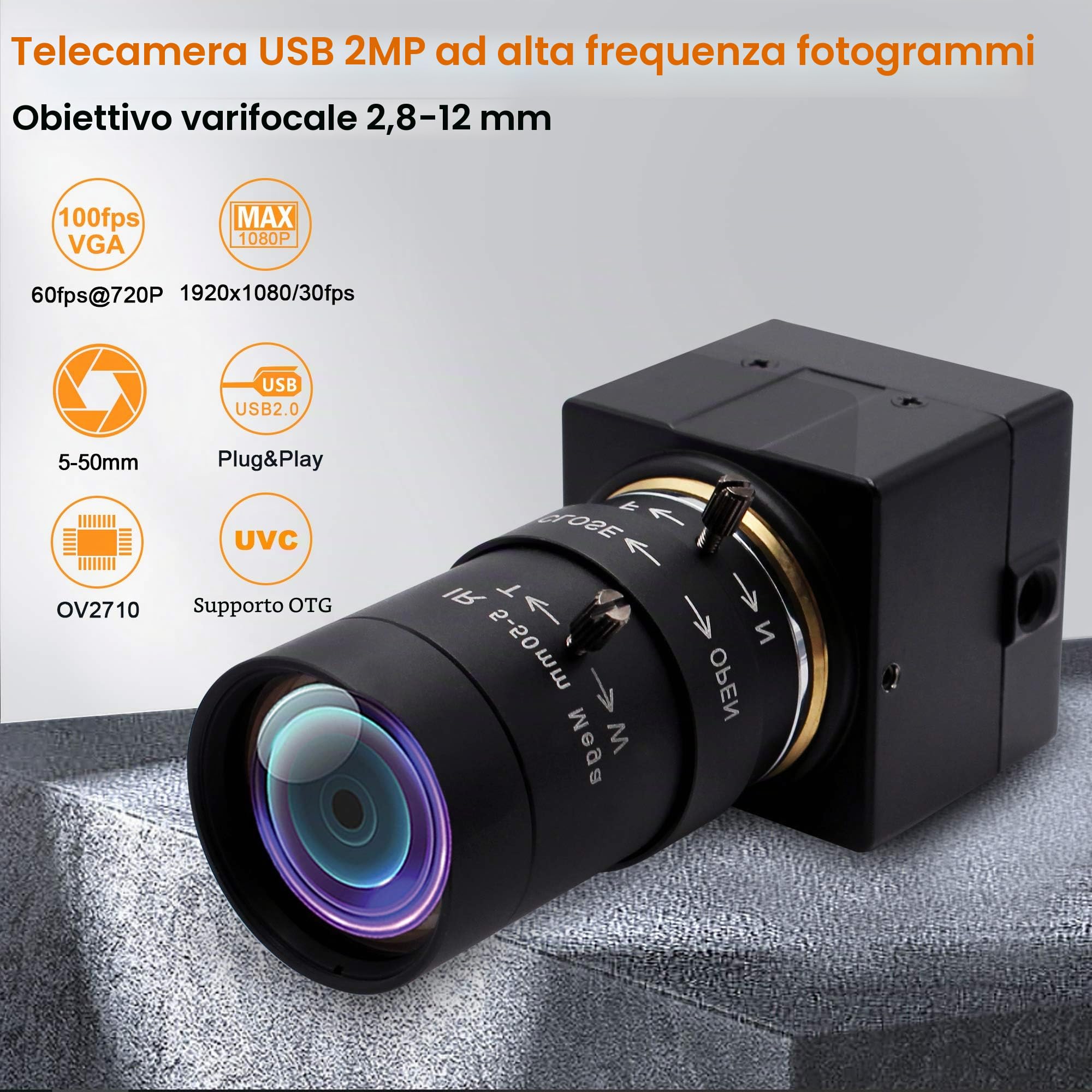 Svpro USB Web Camera 5-50mm Zoom manuale Varifocal Telecamera 2MP MJPEG 120 fps 640× 480,60 fps a 1280 × 720,30 fps a 1920 × 1080 Mini scatola Cmos Usb Camera HD 1080P