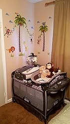 Halloluck Cartoon Forest Animal Monkey Lion Giraffe Crow Koala Coconut Palm Tree Wall Decal Stickers Wall Decals Stickers DIY Removable Stick Baby Boys Girls Kids Room Nursery Wall Mural Decor