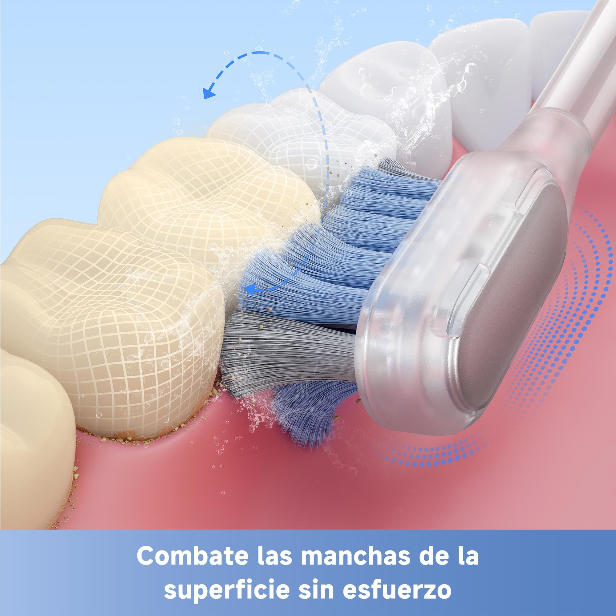 Mova Fresh SweepDrive Cepillo de Dientes Eléctrico, Cepillo Eléctrico Recargable Para Adultos, Carga Tipo C, Cabezal de Cepillado 3-en-1 con Soporte, 30 Días de Duración de La Batería, Negro