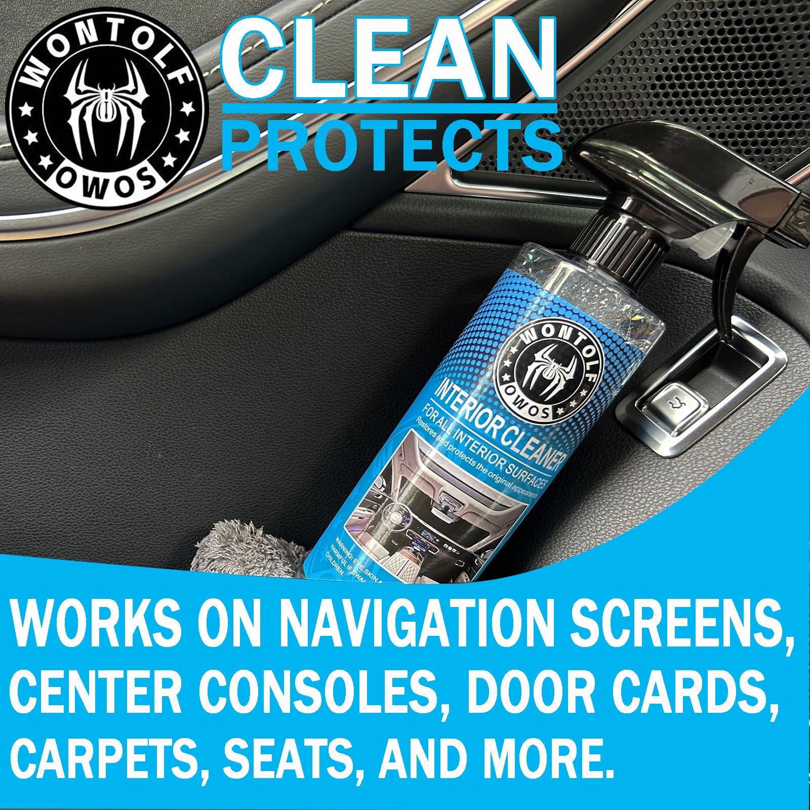 Car Wash Kit with Car Wash Soap Shampoo, Interior Cleaner, Wheel Cleaner, Car Detailing Cleaning Care Kit for Cars Trucks RVs SUVs Motorcycles Detailing Cleaning