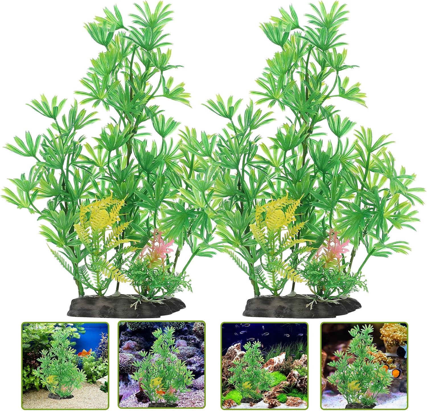 OUNONA 2 Pcs Aquarium Artificial Plants Plastic Fish Tank Decorations Freshwater Turtle Accessories for Aquarium Décor